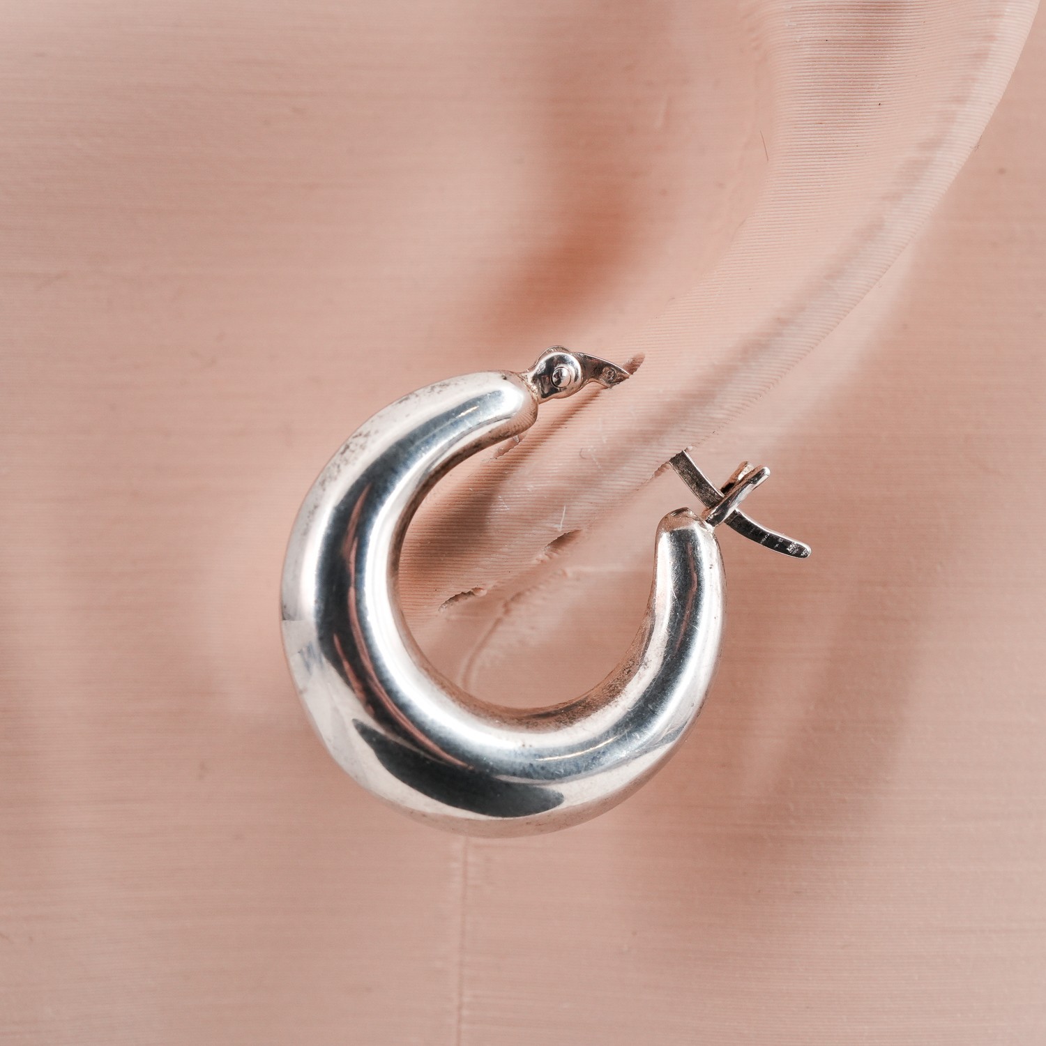 3.7g Pranda Design Sterling Silver Vintage 3/4in Smooth Hoop Earrings Leverback