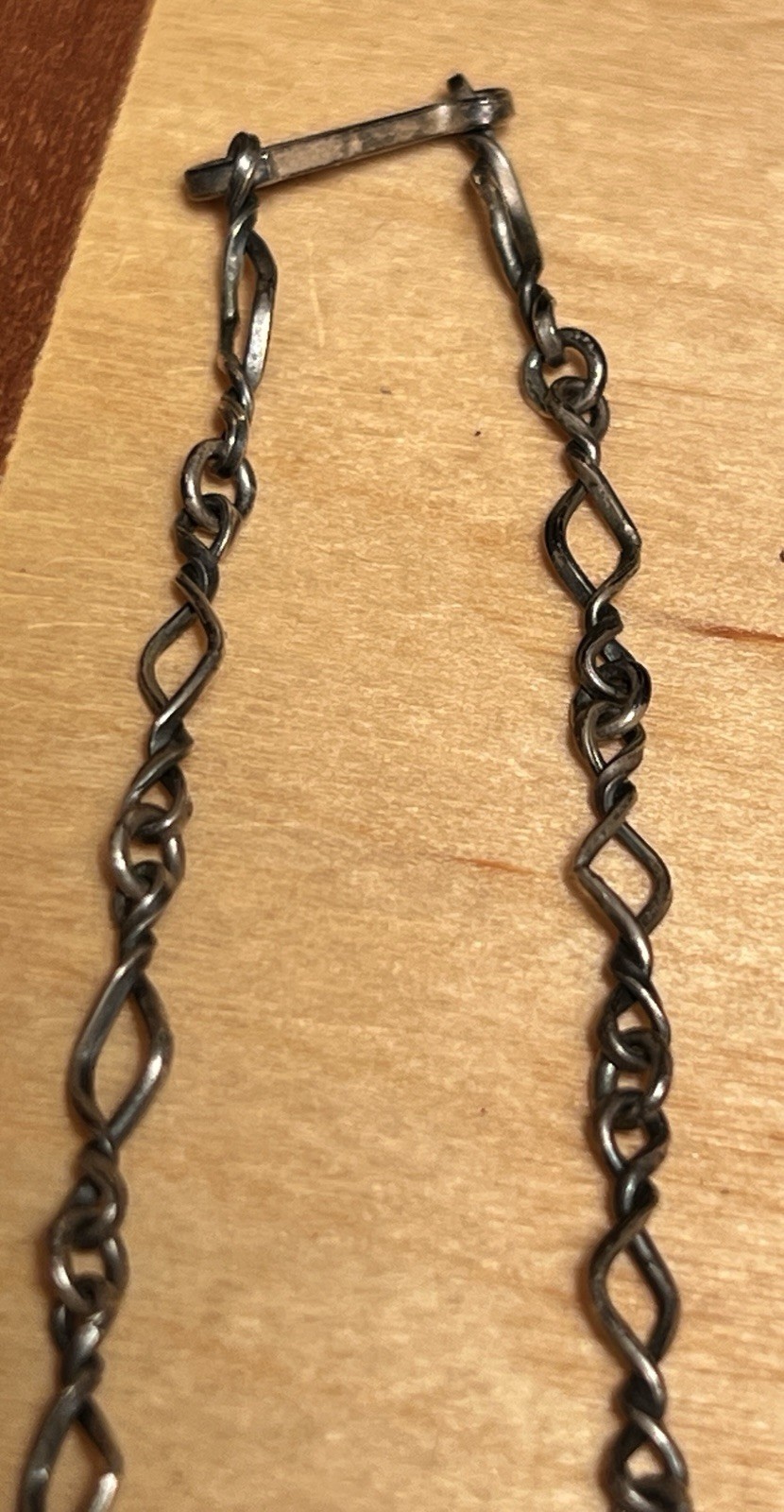 Art Nouveau Sterling Silver Twist Link Foliage Design Baltic Amber Necklace