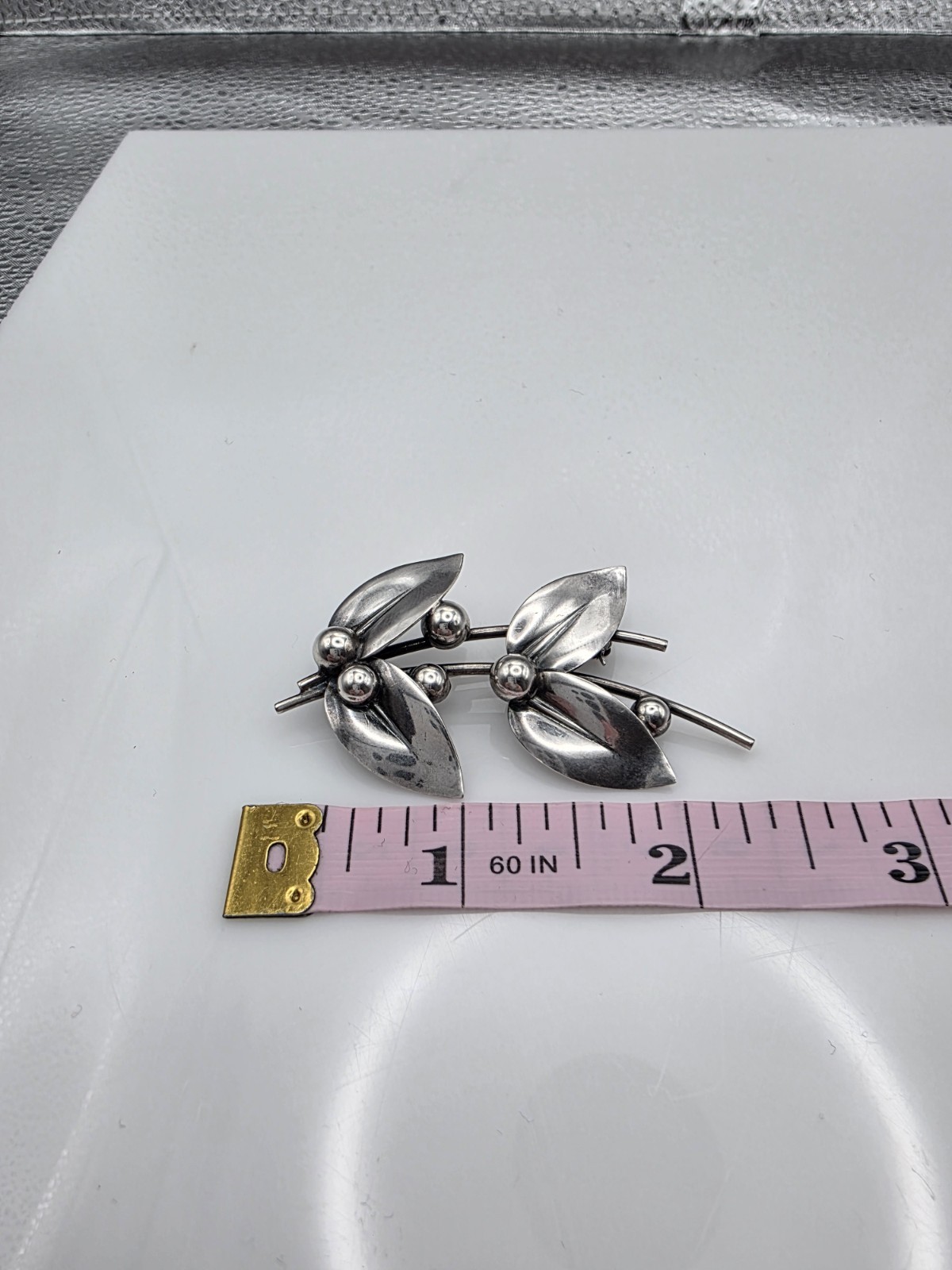 Vintage N.E. FROM Denmark Sterling Silver 925 Leaves And Berries Pin / Brooch