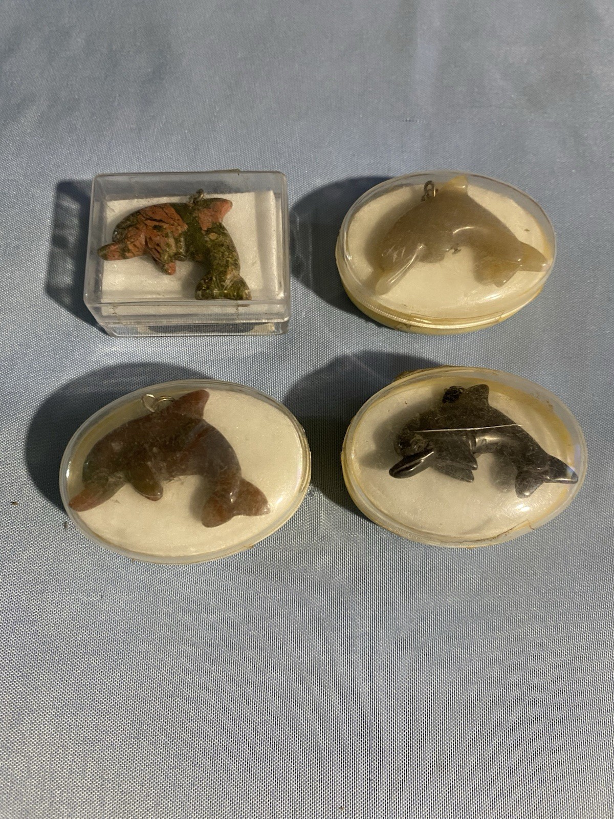 Vintage Lot Of 4 Dolphin Pendants Different Colors Metal NEW