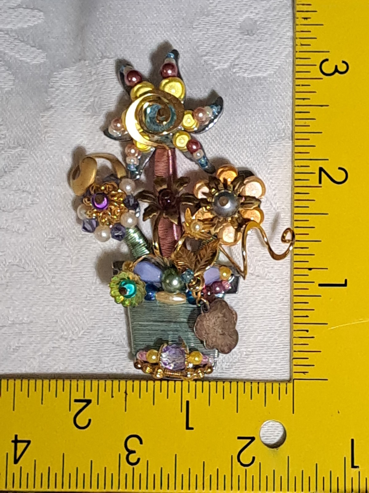 VTG Rare Signed LIZTECH “Judy’s Jewels” Flower Pot Bouquet Brooch Retired USA