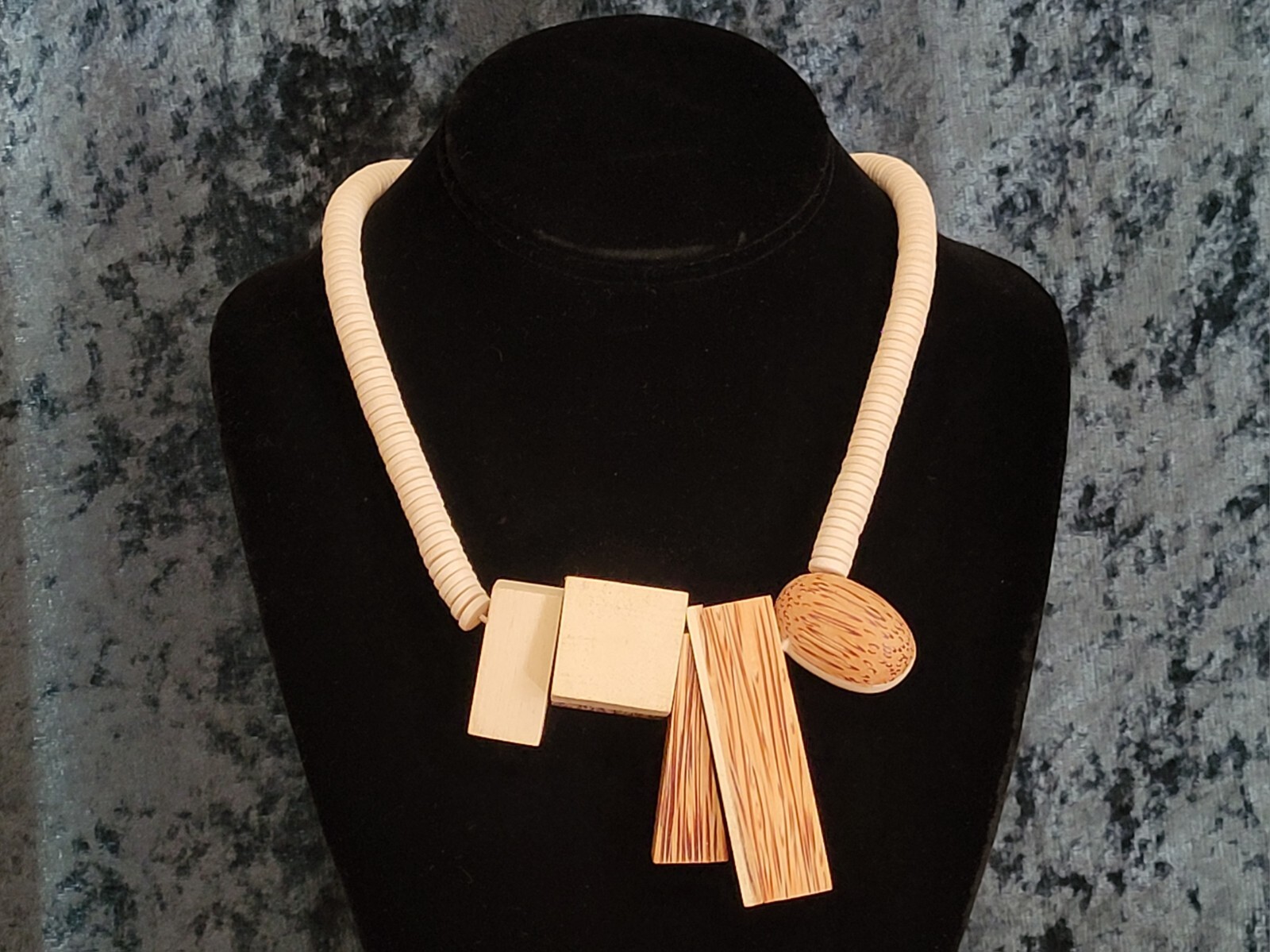 Interesting Hand Crafted Vintage Wood Necklace ~ Different Shapes & Textures