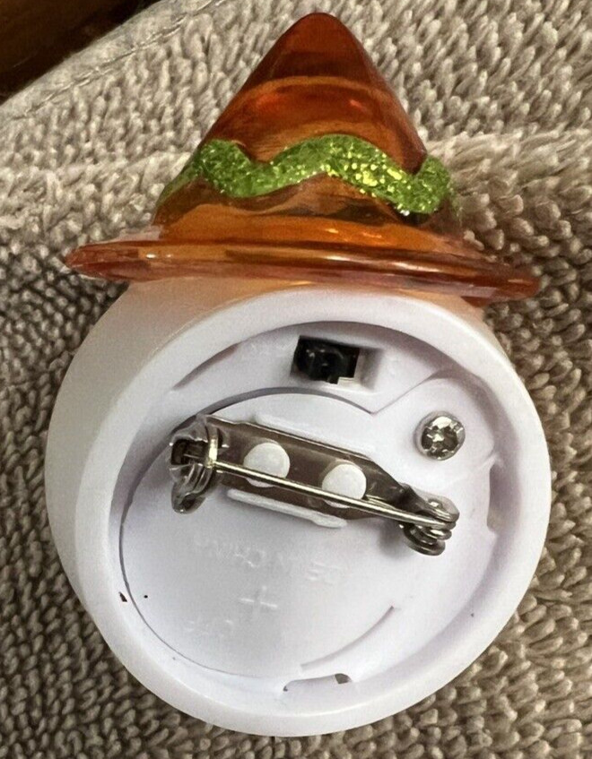 Color Change Lights Snowman Head Pin Brooch Approximately 2 “