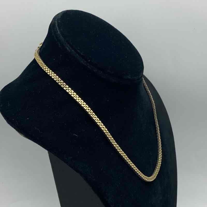 Vintage 12K Gold Filled Woven Mesh Chain Necklace 17″ 3.4mm Wide 1/20-12K