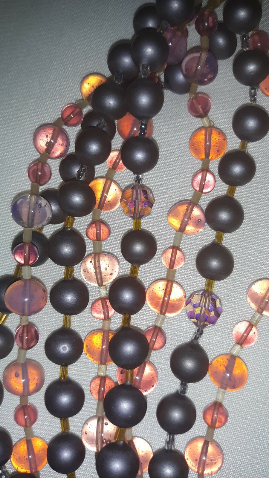 VINTAGE “ORNELLA” COLLECTIBLE NECKLACE 8 Strand,  MADE IN ITALY Pinks & Purples.