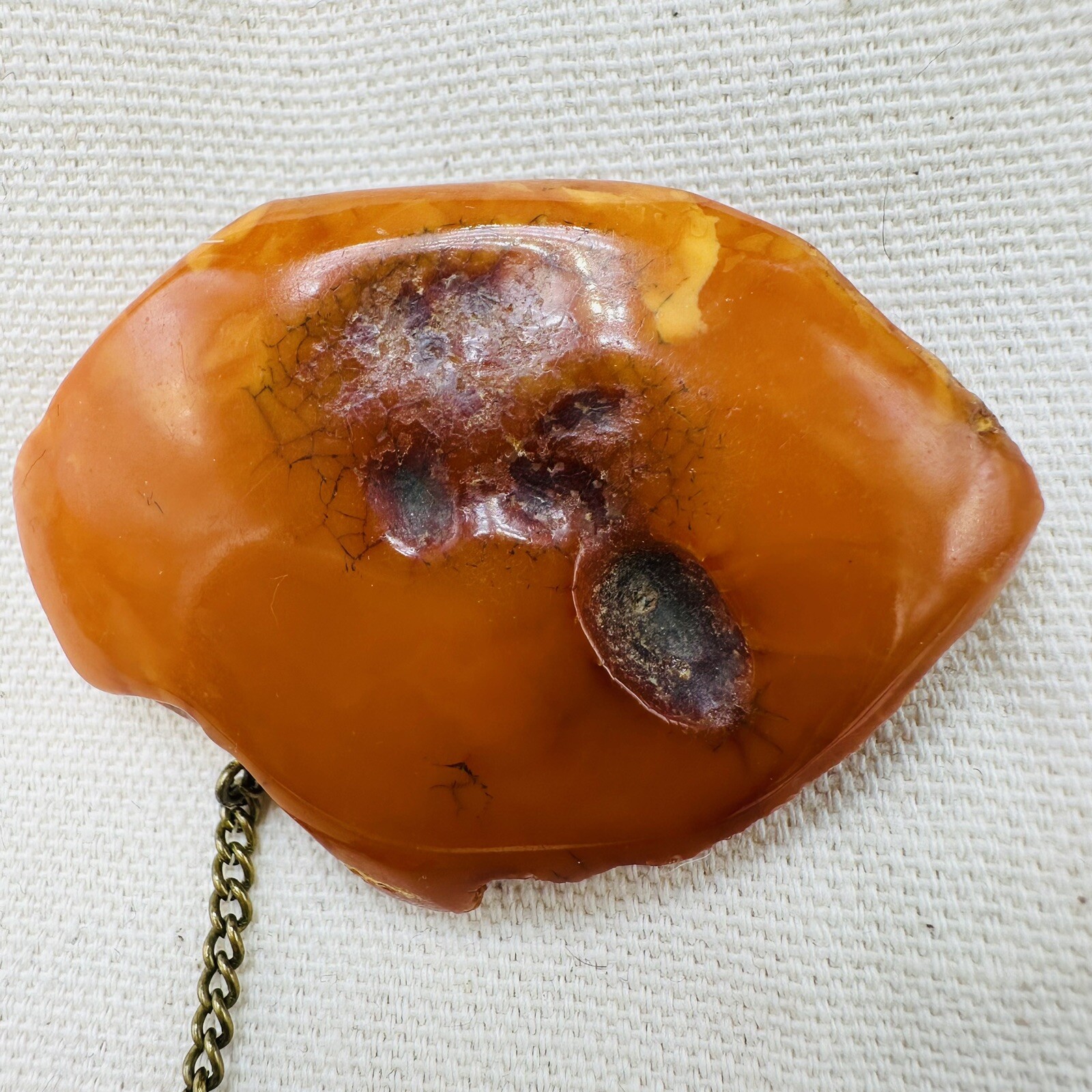 Vintage Nugget Landscape Baltic Amber Brooch Egg yolk USSR 1960s