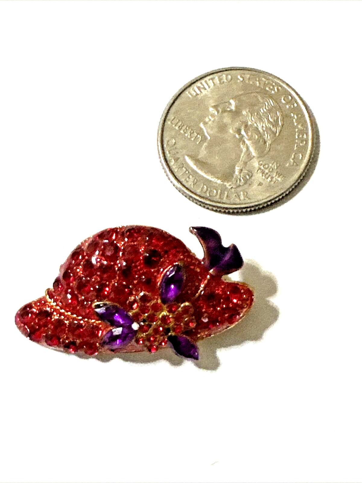 Vintage RED HAT Brooch Purple Enamel Red Crystal Rhinestone 1 1/4″ Society Pin