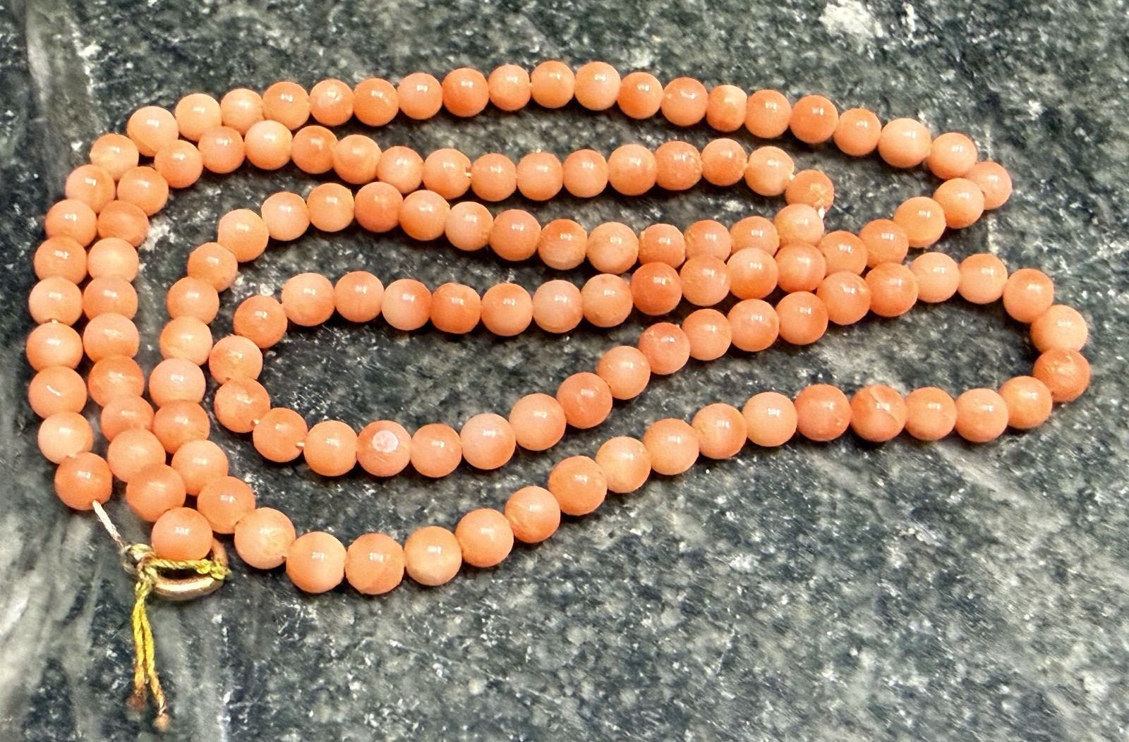 Victorian Genuine Angel Skin Coral Round Bead Necklace – Needs new Clasp