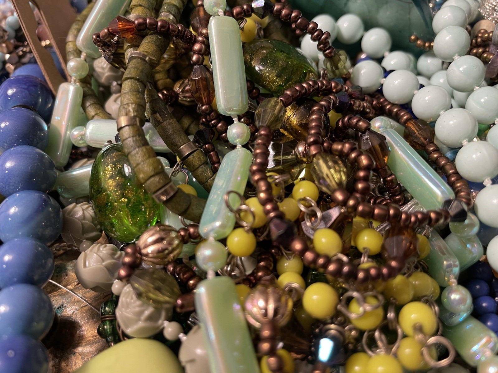 4Lb Mixed Mystery Jewelry Lot Vintage Mod Boho Beaded Necklaces Bracelets