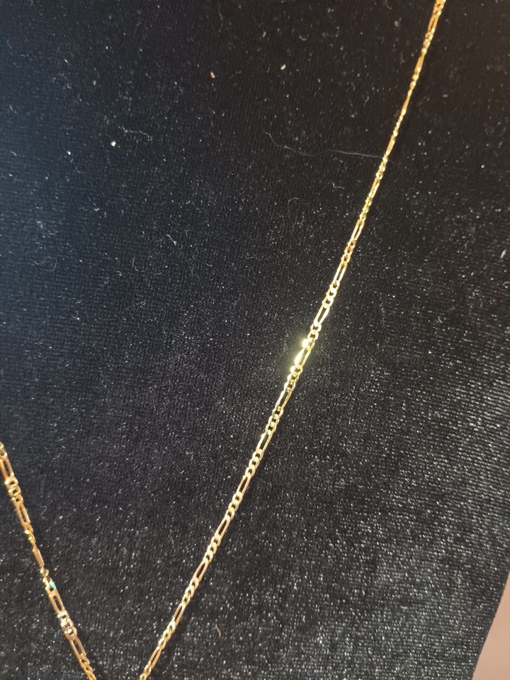 XP Chain Necklace 17″, 14 K Figaro Gold Plated. Pendant Not Included