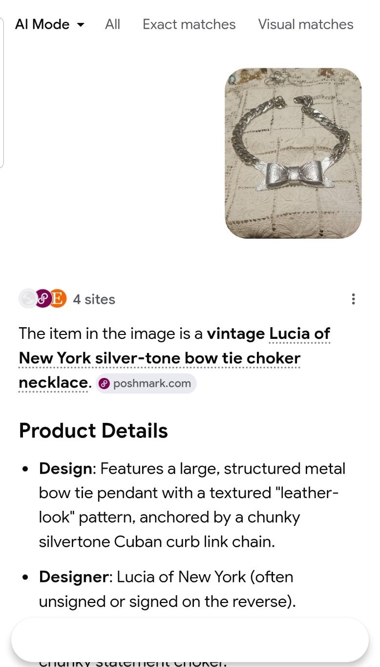 Heavy Silver Chain Necklace,”Lucia Of New York”, Bow Tie Choker, 18″ Adjustable