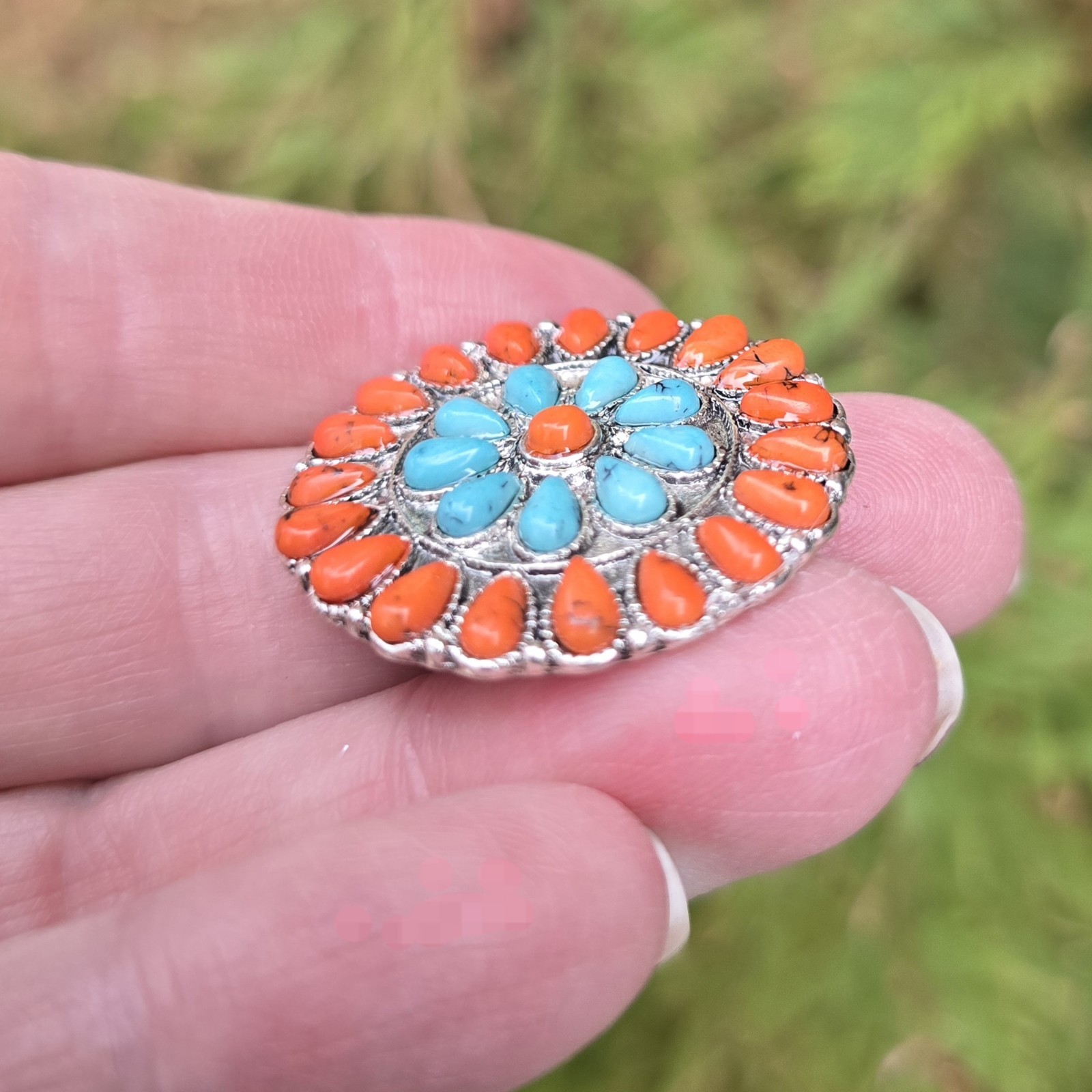 Magnetic Brooch, Faux Turquoise, Jasper. Western Jewelry, Scarf,Hat Magnetic Pin