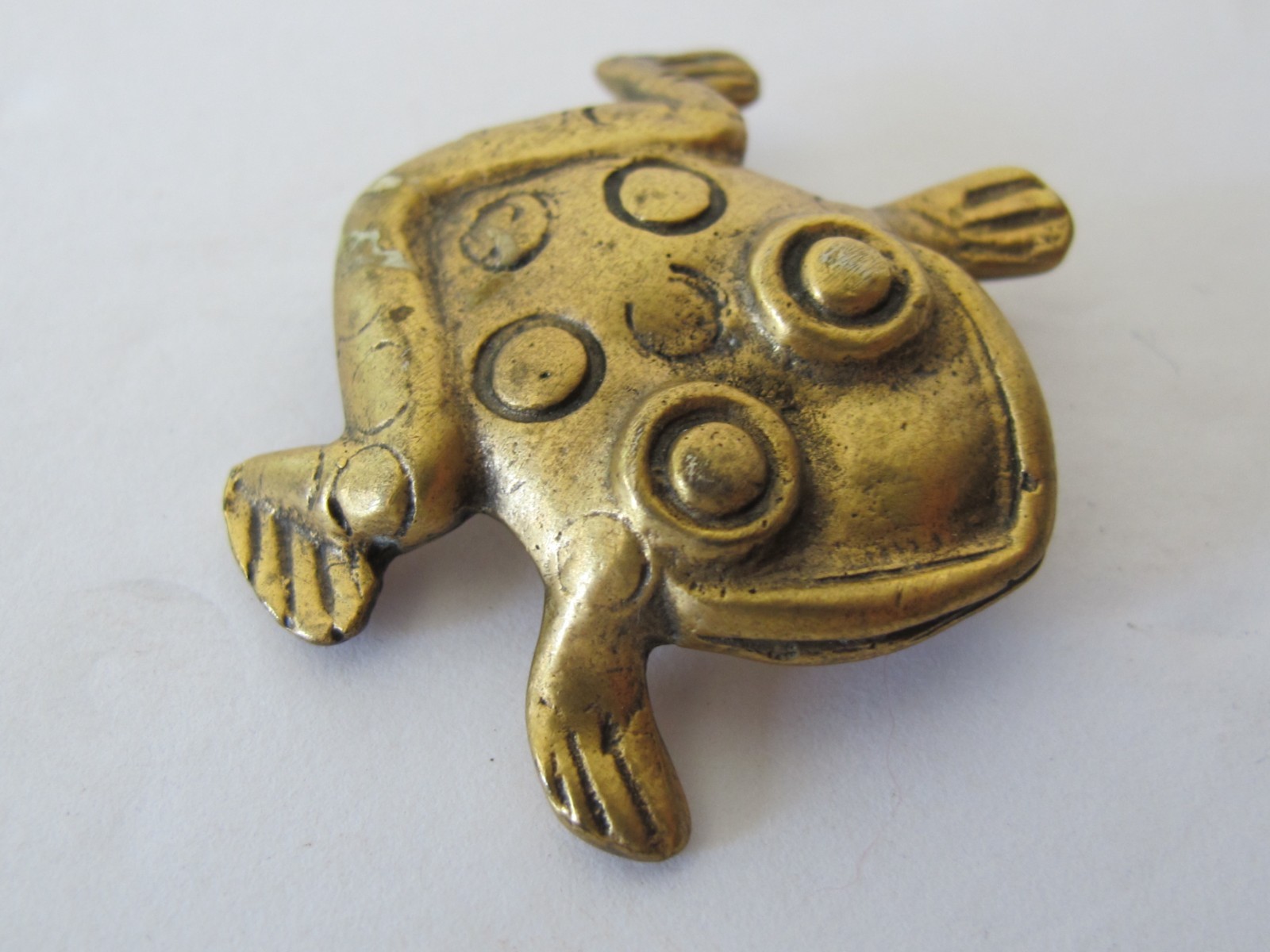 Alva Museum Replicas Vtg Matte Gold Tone Pre Columbian Frog Toad Brooch Pin C7