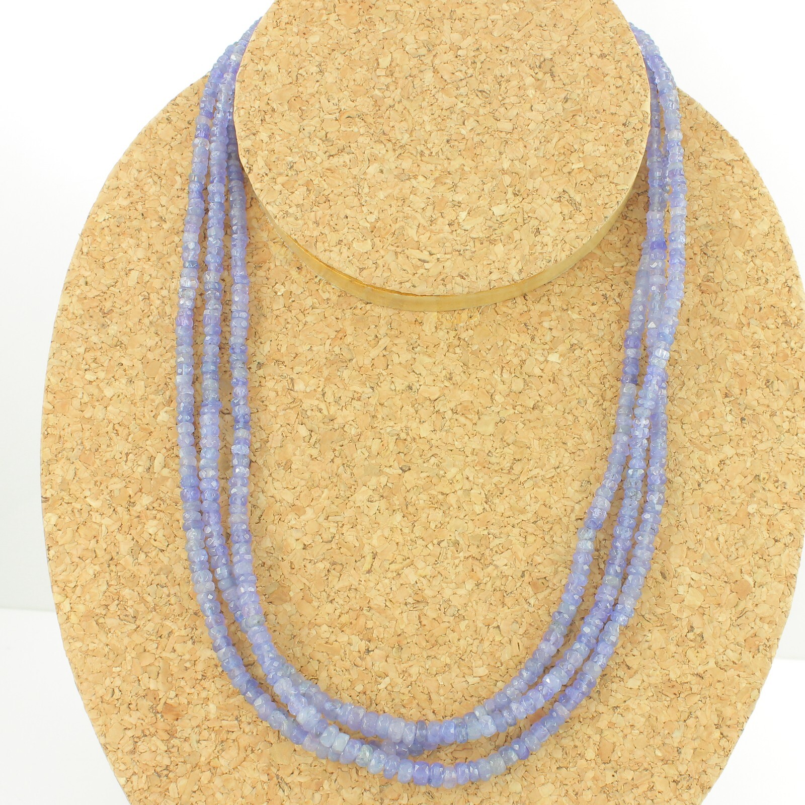 Vintage Sterling Faceted Iolite Bead Three Strand Necklace 18-20″ Magnetic Clas