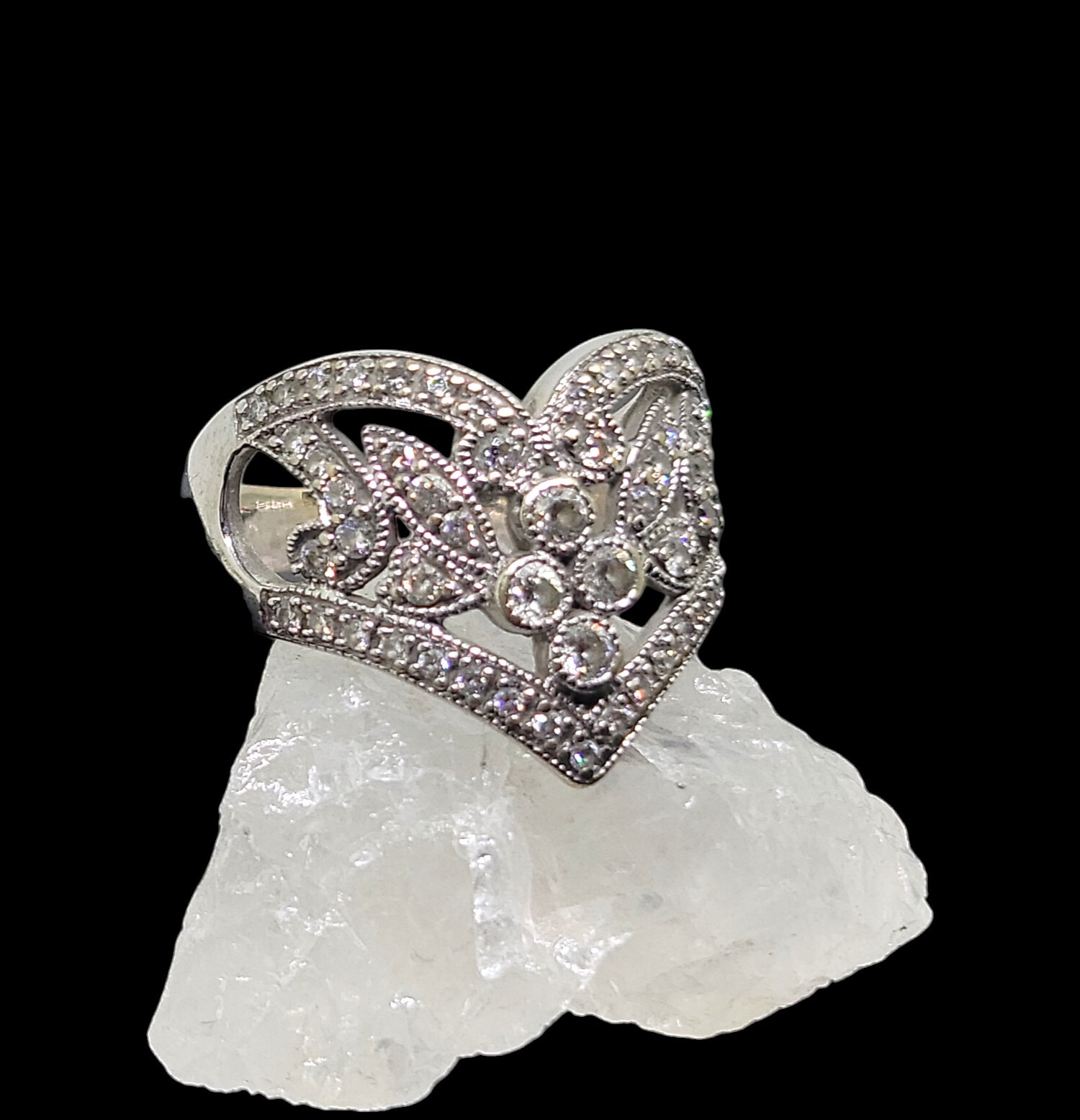 Vintage 14K White Gold 1.00 CTW Natural Diamond Filigree Band