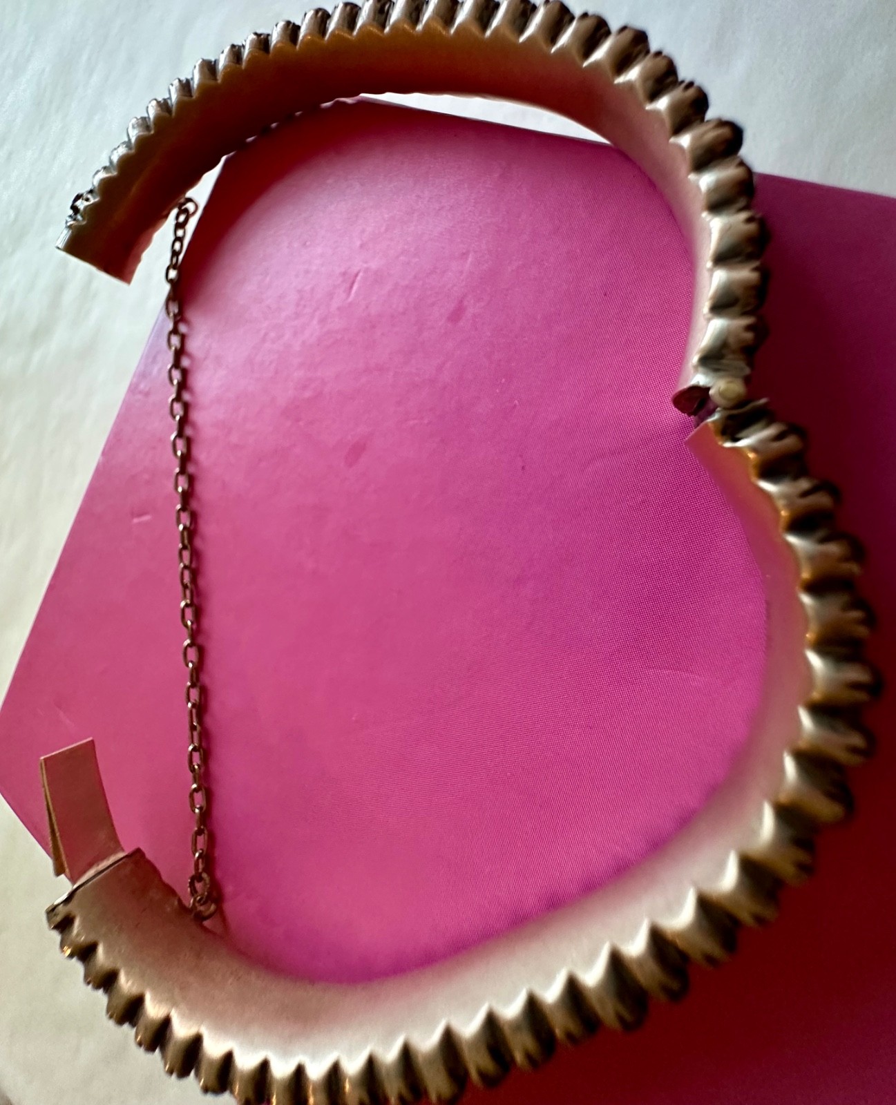 Antique rose cut Garnet & Silver bangle Hinged w/safety chain (see cond.)