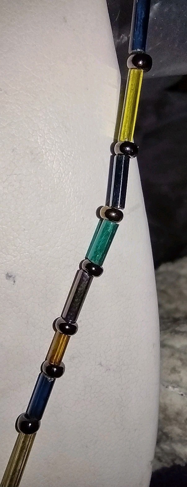 Vintage Tube Glass Bead Necklace Colorful 31″ 2.1mm Wide Beads Very Light Weight