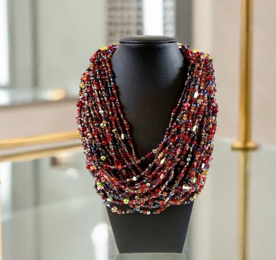 Joan Rivers Czech Necklace Torsade Multi-Strand Beaded Statement 17.5 in