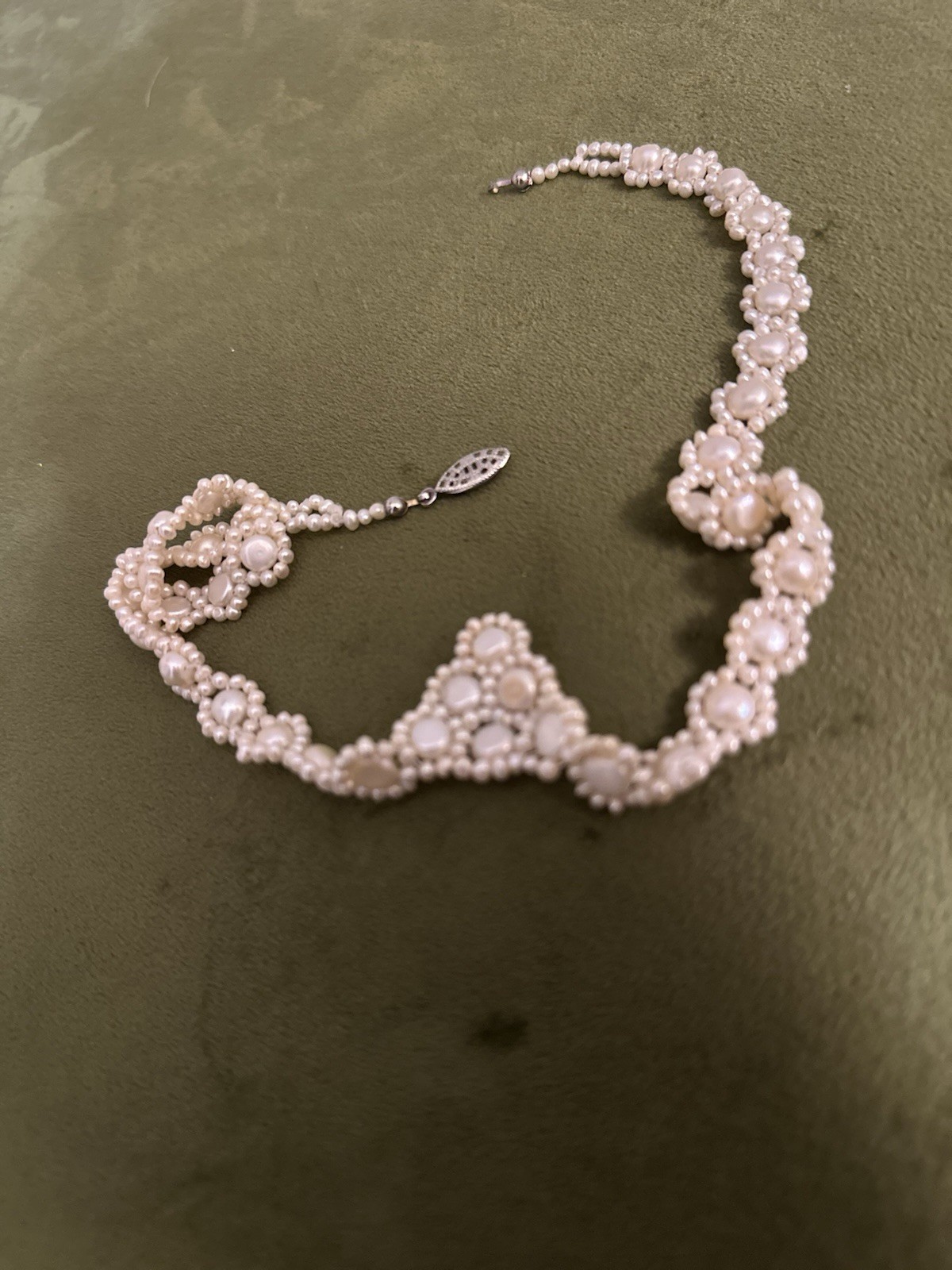 Vintage Handmade Pearl Beaded Statement Necklace – Elegant Bridal Jewelry