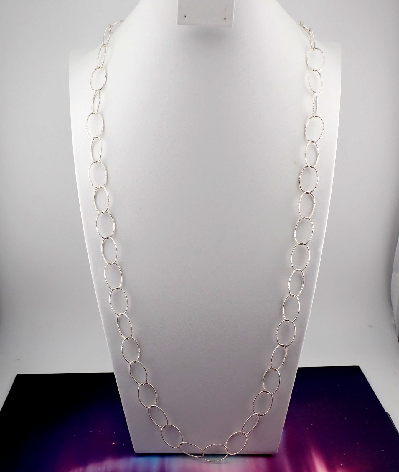 Vintage Airy Sterling Silver Open Link 32″ Necklace Weighs 14.8 grams