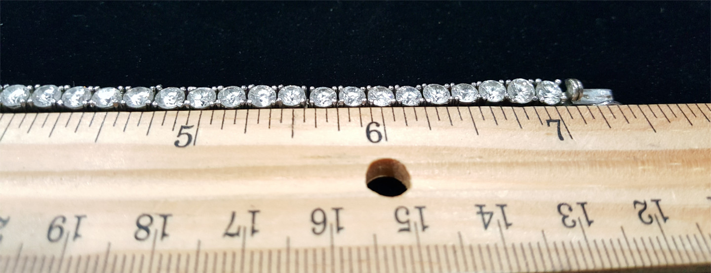 Classic 4mm Simulated Diamond 925 Sterling Silver Tennis Bracelet Chain Vintage