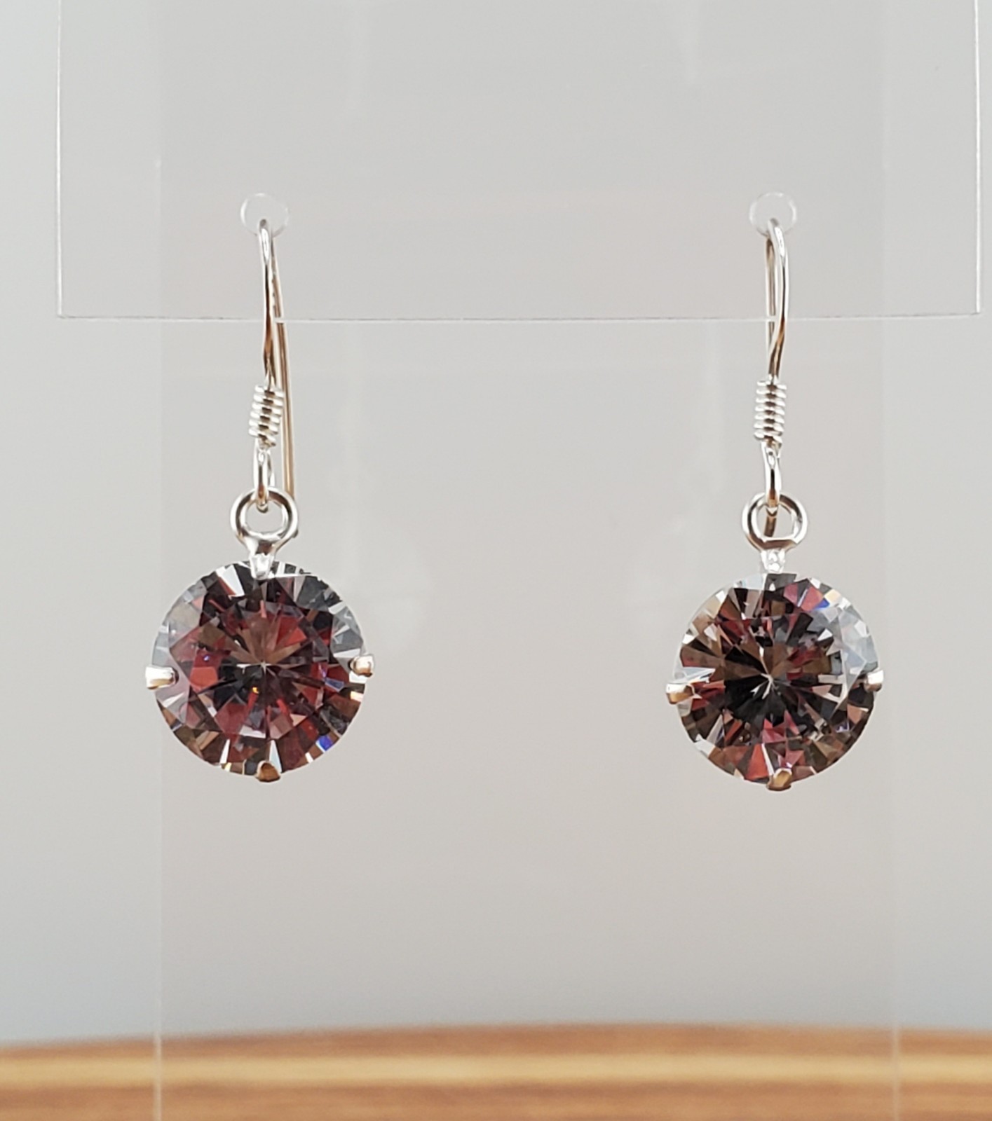 VTG 925 Lead Crystal 1in Drop Earrings Sterling Silver 2gtw Brilliant Faceted