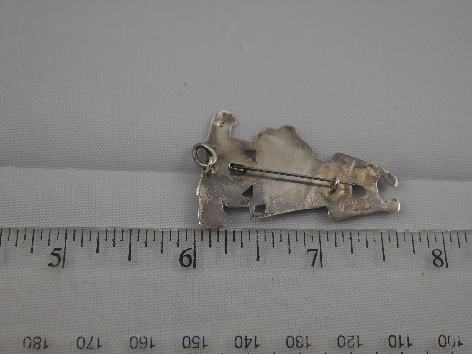 Vintage South American 900 Sterling Pin Brooch Green Uncut Raw Emerald Nugget