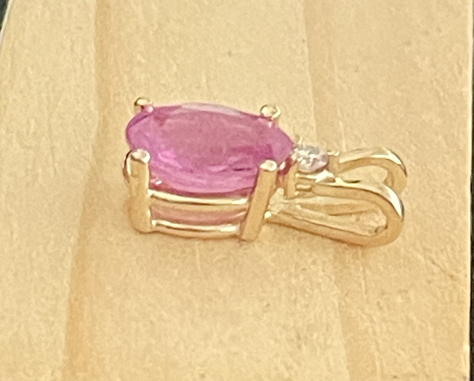 14k Yellow Pink Sapphire & Diamond Pendant (X37)