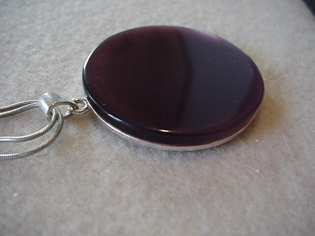 Vintage Silver Tone MESH Double Chain/Lobster Claw Clasp-LG. Round GLASS Pendant