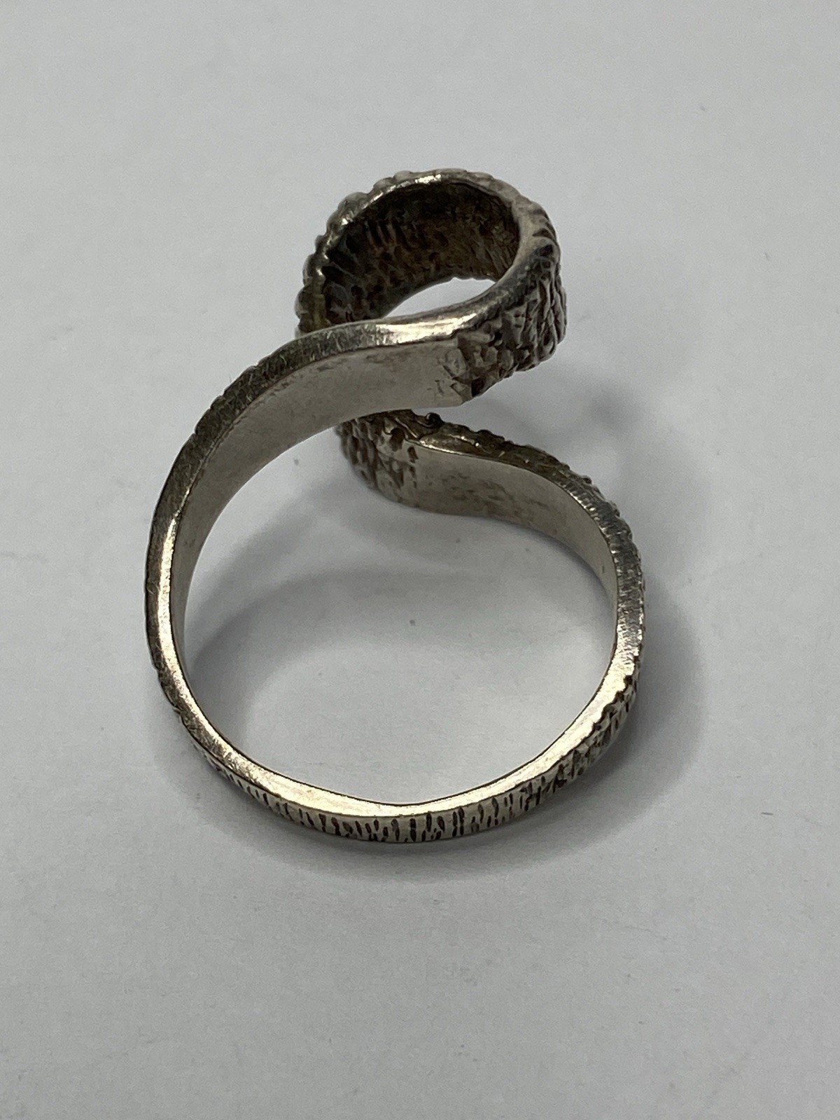 Vintage Half Loop Offset Textured 925 Silver Ring Rare Size 7.25 and 8 grams