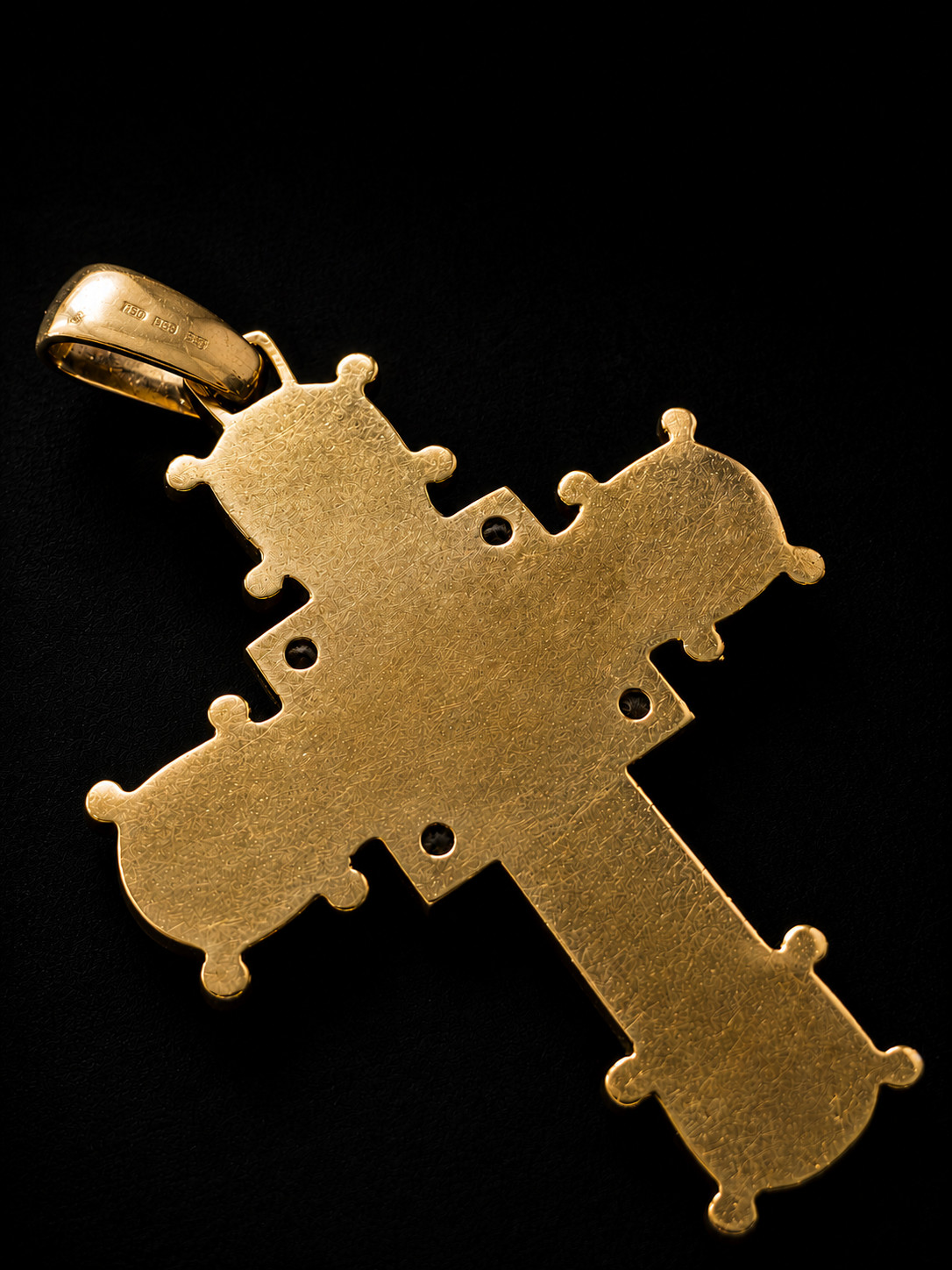 Antique Byzantine Revival Cross Pendant 18K Gold Enamel 4 Diamond Rare Religious