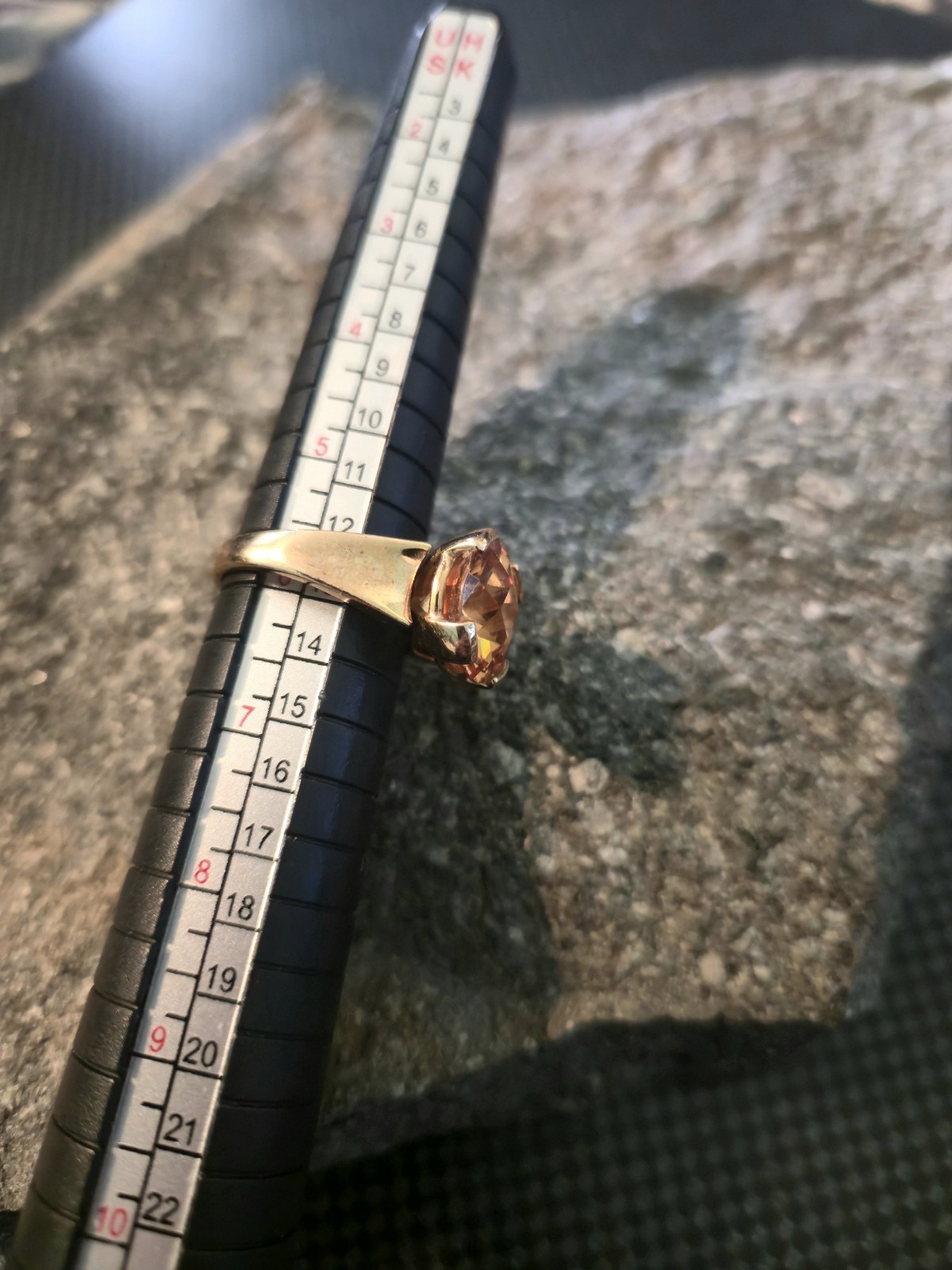 Vintage 925 Sterling Silver CZ Citrine Orange Vermeil Gold Ring Size 6