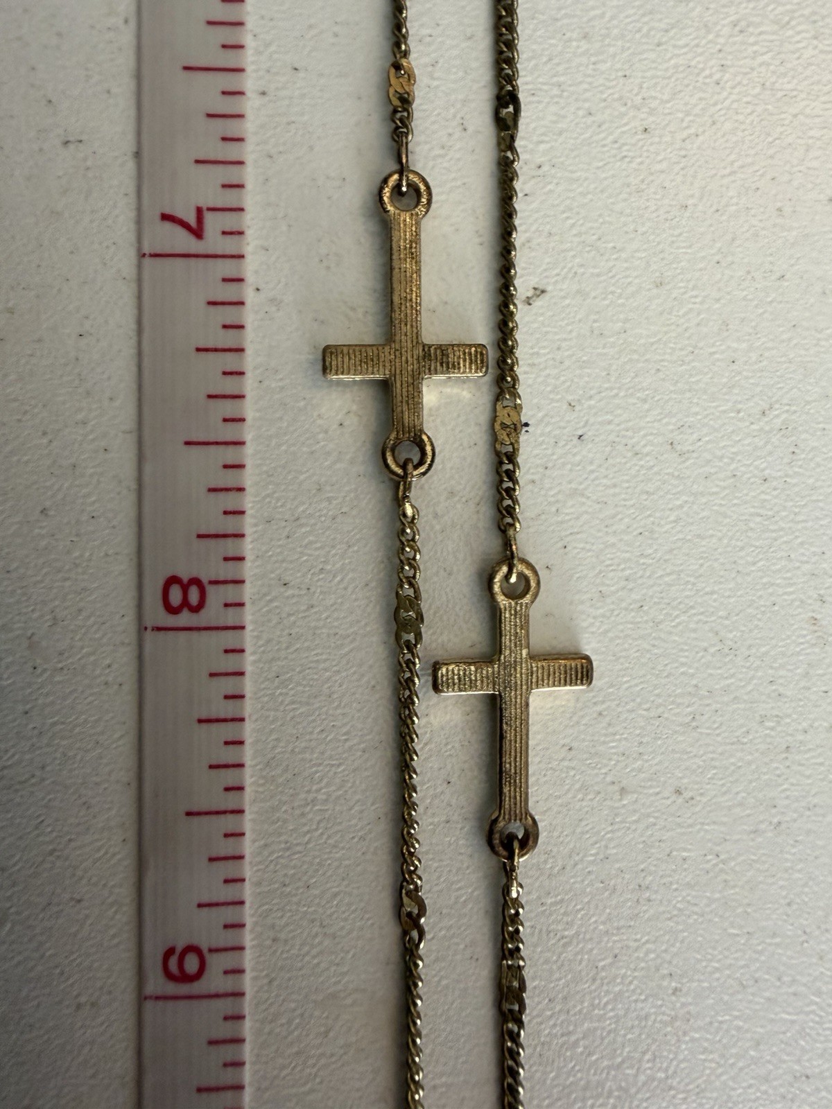 Vintage Gold Tone Station Cross Necklace 16” Layering Christian Faith Necklace