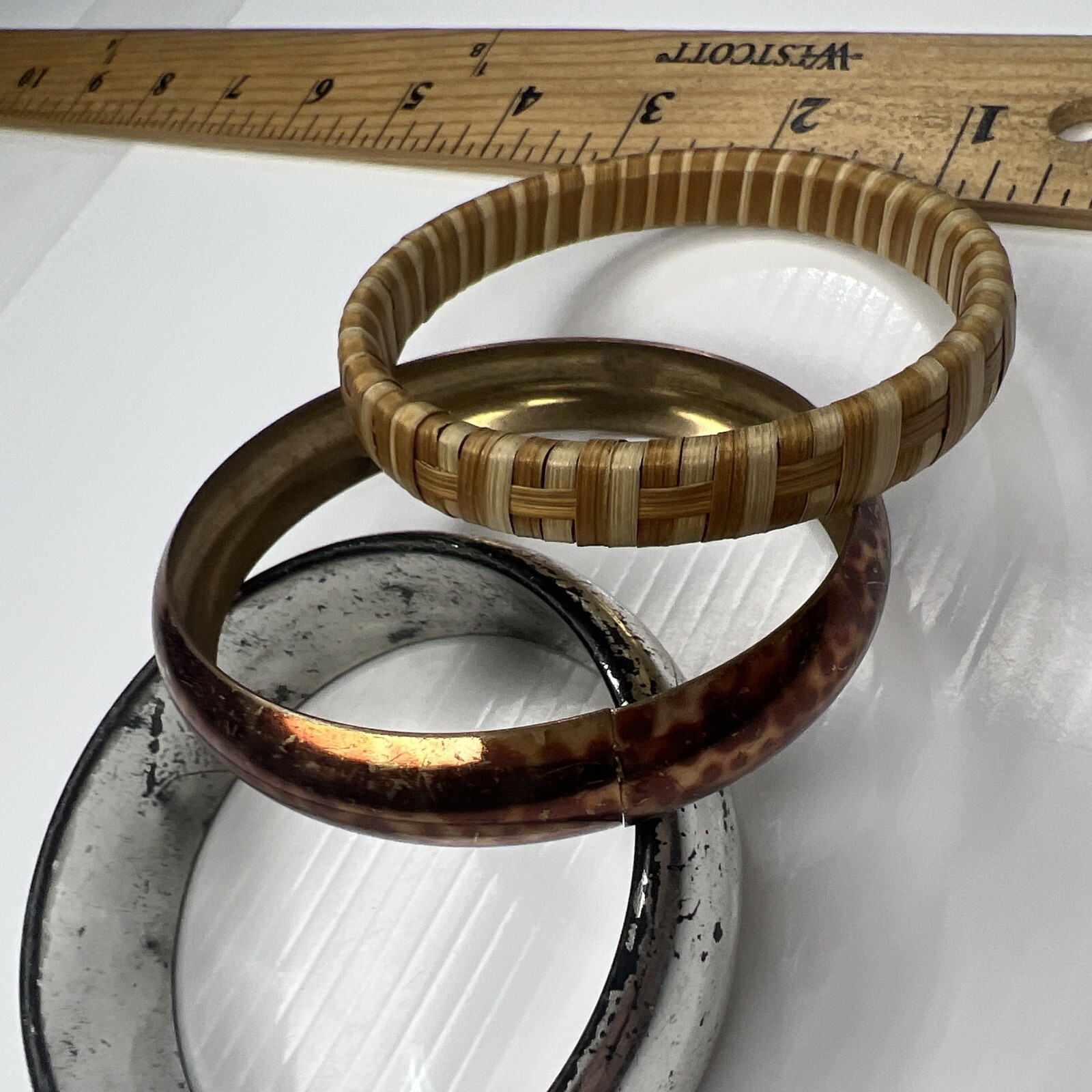 X1 Lot Silver gold spotted hemp wrapped bangles Tribal Boho Retro bracelets