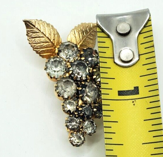 Vintage Bunch of Grapes Rhinestones Mid Century Floral Pin An Clip Earrings