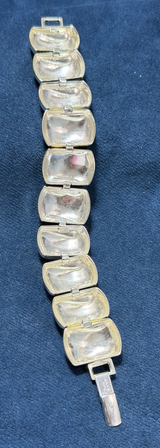 Vintage MCM Napier Dome Square Link Bracelet Mirror Finish Gold Tone Snap Close