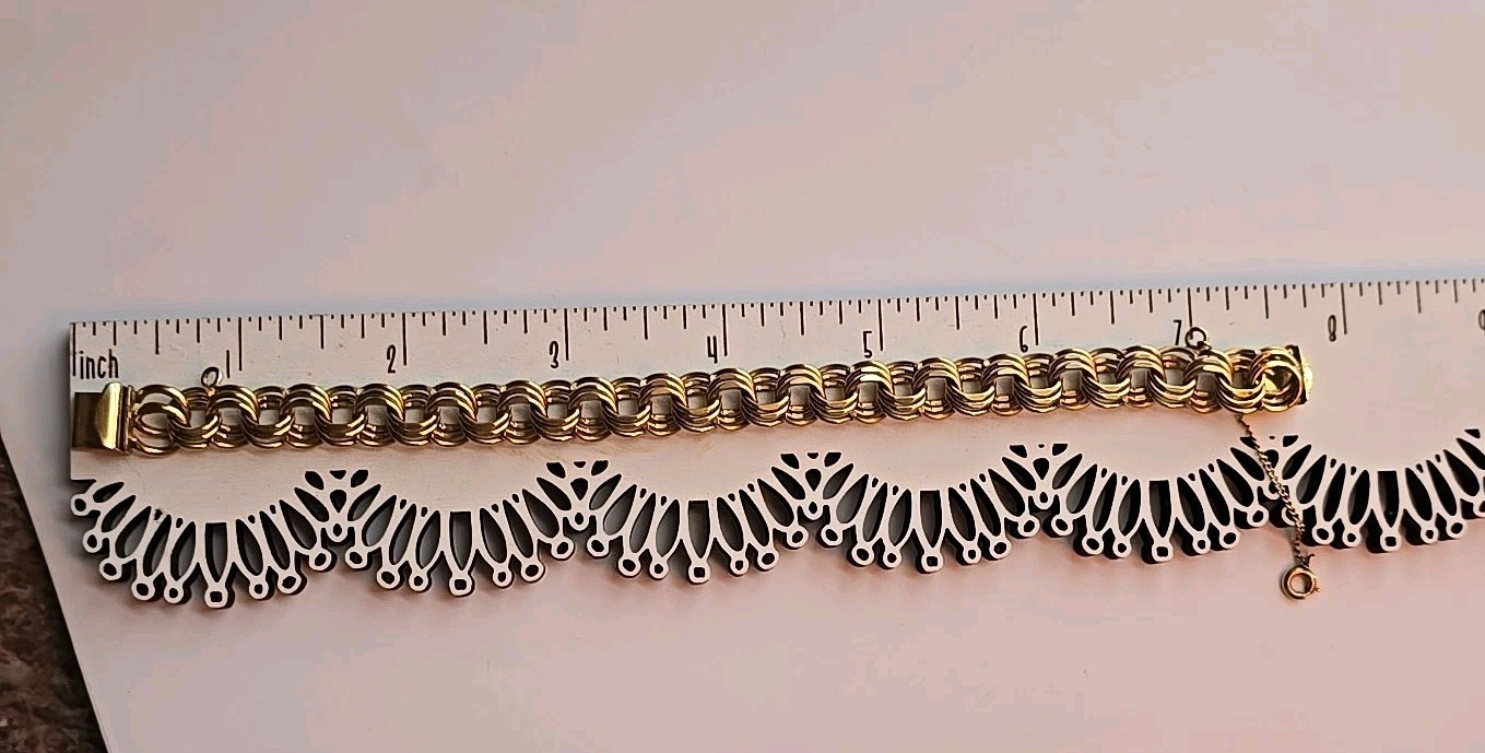 KREMENTZ Starter Charm Bracelet Triple Link Gold Overlay 7.75″