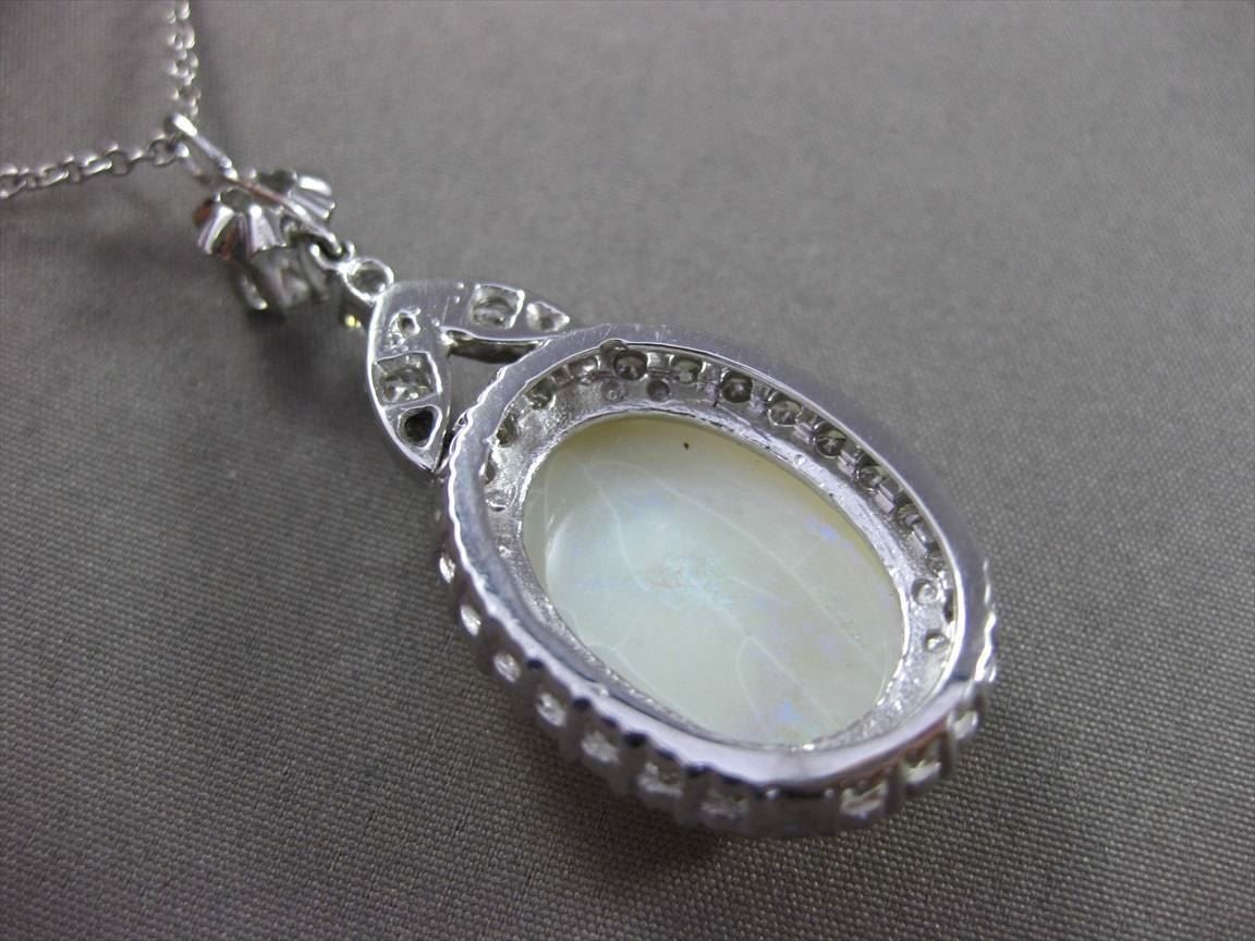 ANTIQUE MASSIVE 10.19CT DIAMOND & OPAL 14KT WHITE GOLD PENDANT E/F VS VVS #24009