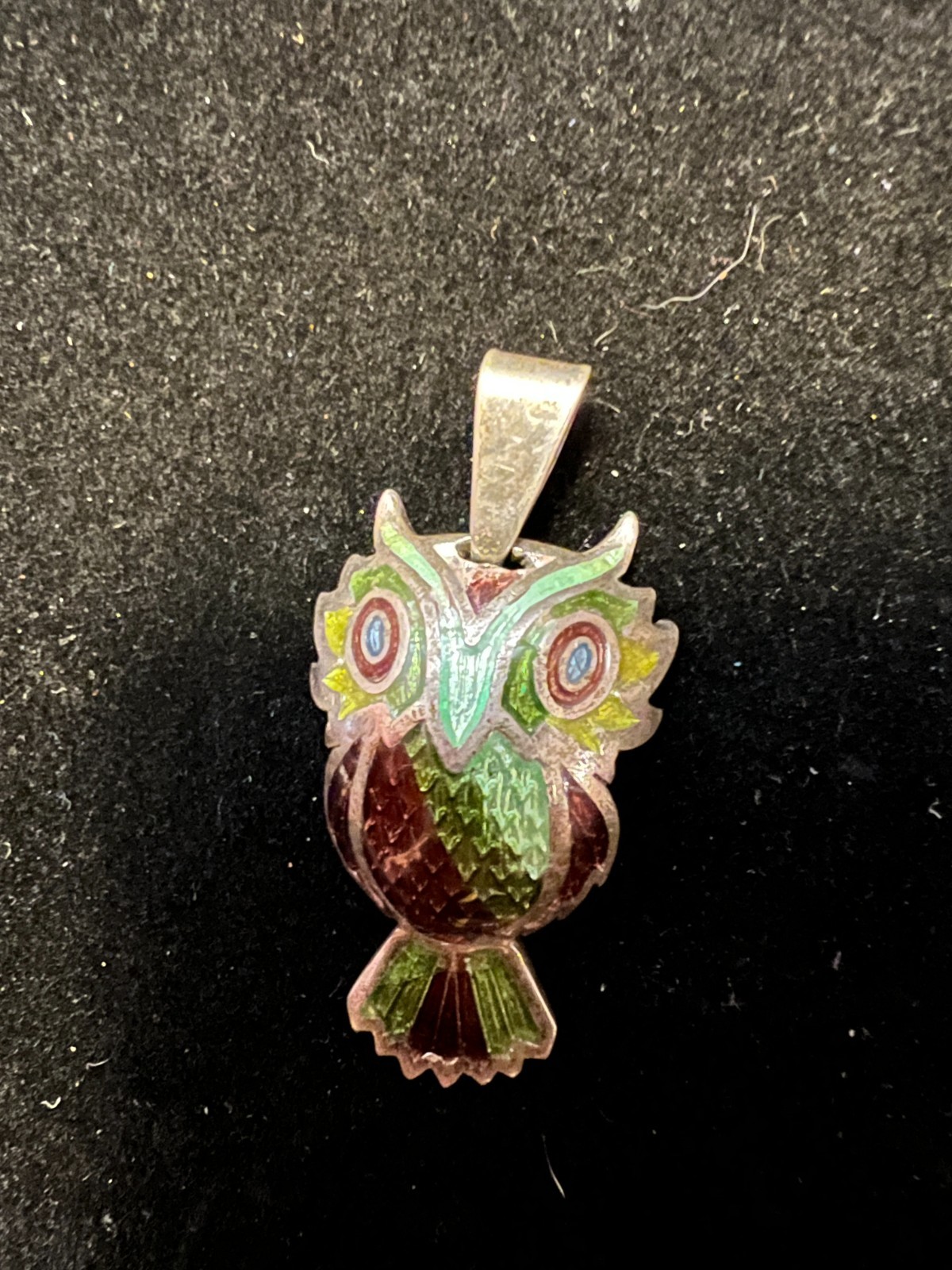 Vintage TAXCO 980 Silver Owl Bird Brooch Pin Mexico Maya Enamel TM-171