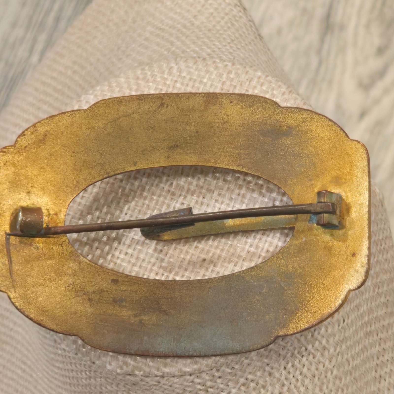 Antique Victorian Sash Pin Buckle Floral Brooch Gold Wash Brass Scarf Pin 1800s
