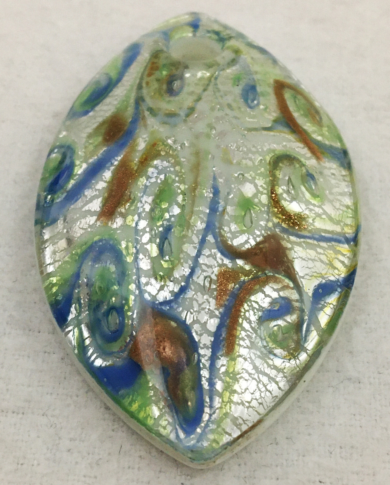 Lot of 3 Art Glass Porcelain Pendants Mosaic Abstract Designs Metallic Foil