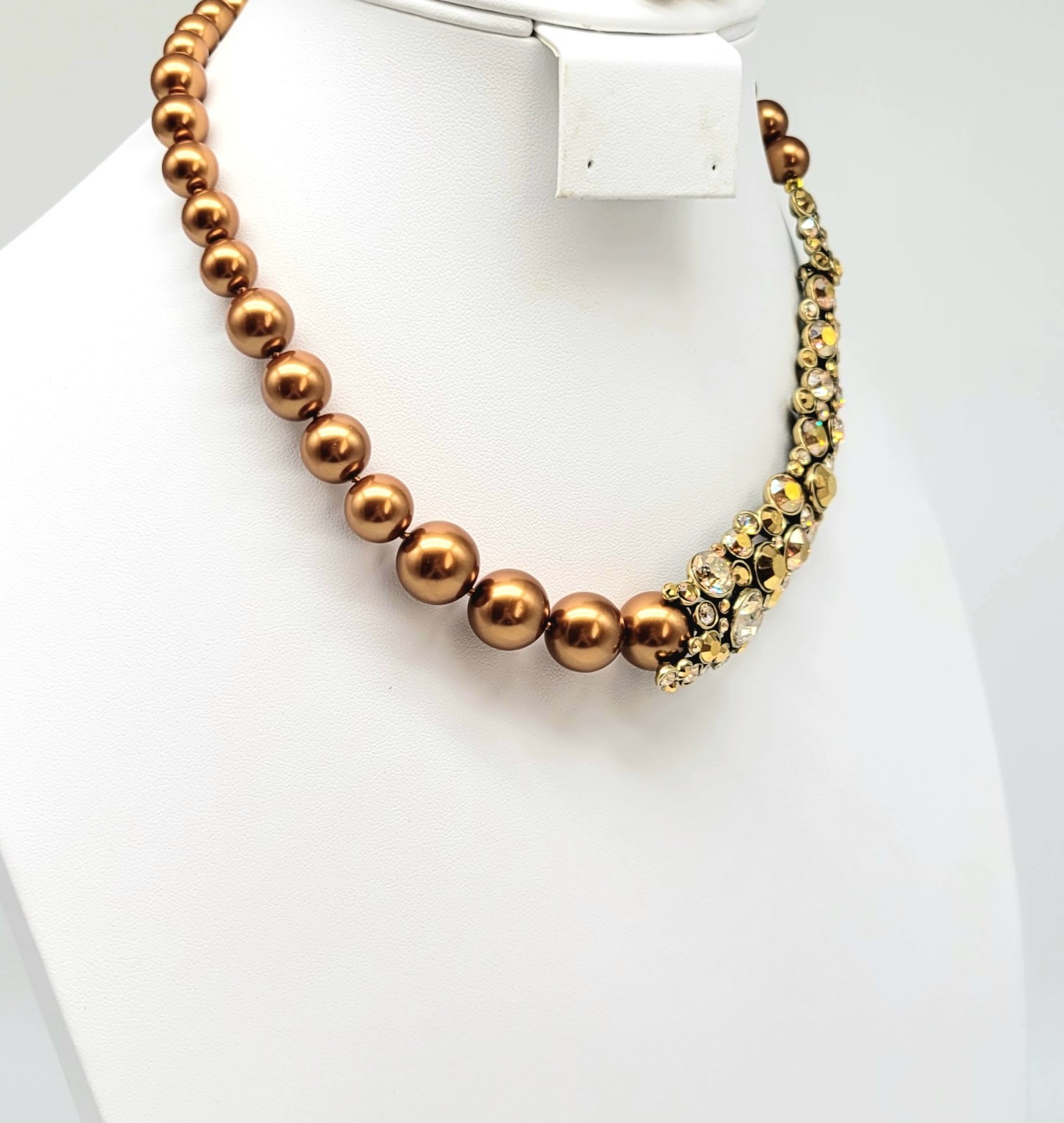 Heidi Daus Gold Pearl and Diamond Swarovski Crystal Asymmetrical NECKLACE ONLY