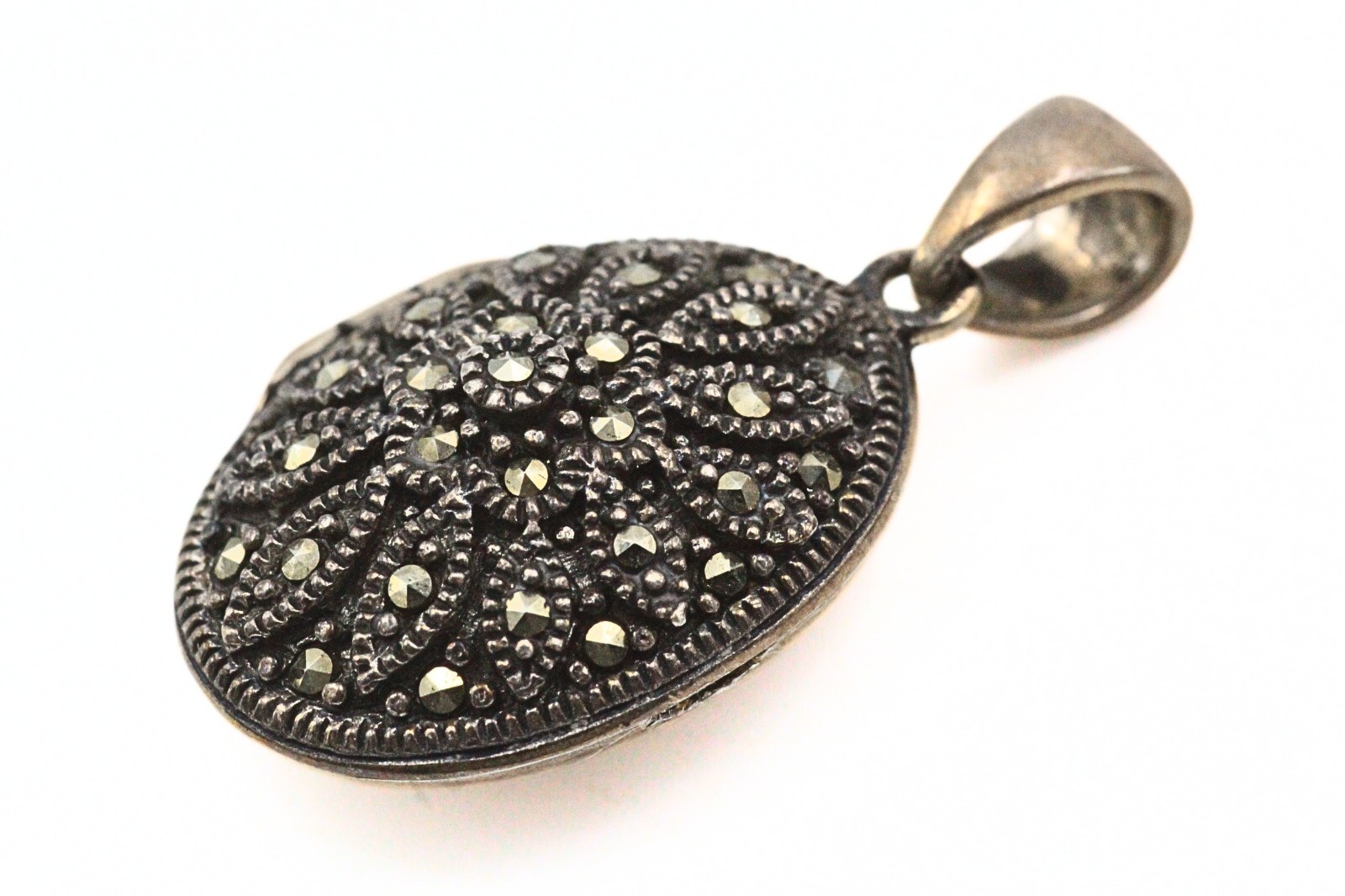 Stunning Sterling Slver Marcasites Locket Thailand Pendant