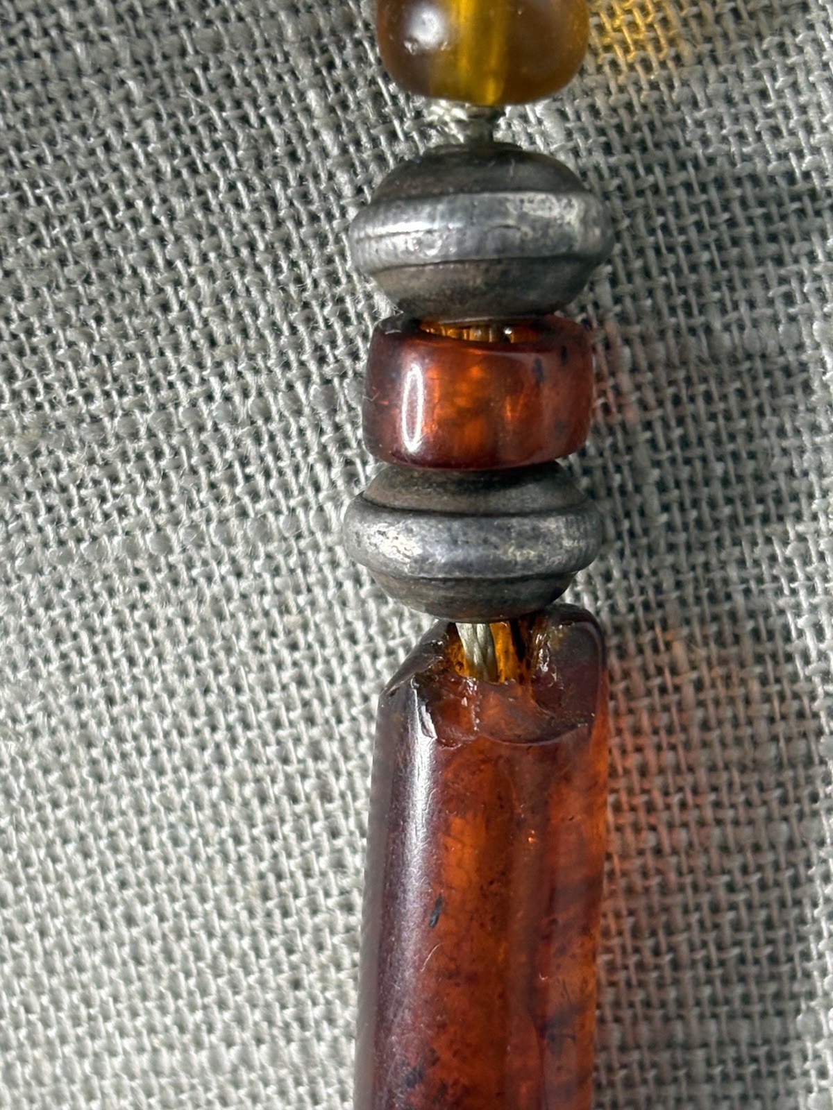 vintage Statement Necklace sterling silver 925 Sign Artisan Large Amber Runway