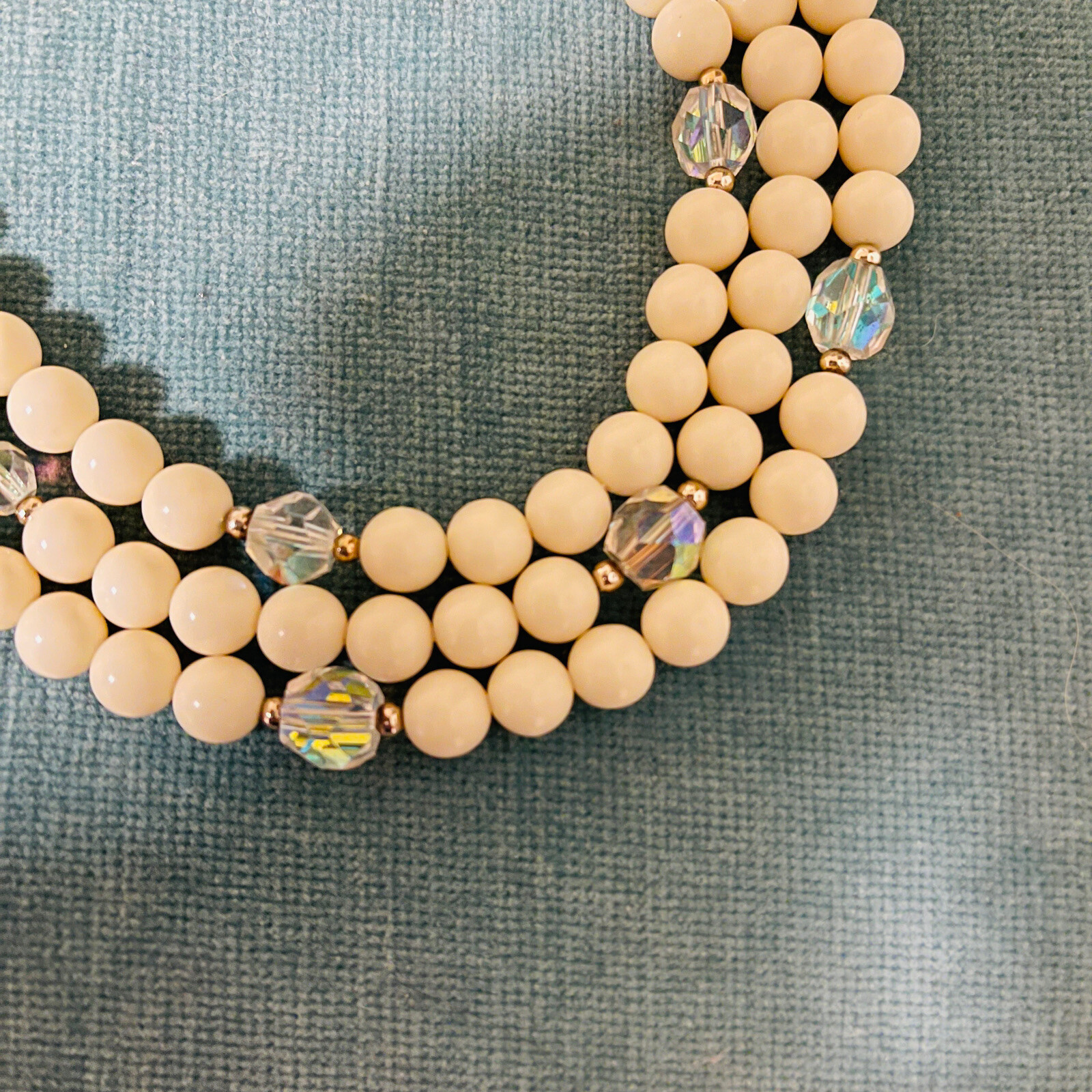 Vintage JAPAM rines breads and AB rhinestone Necklace