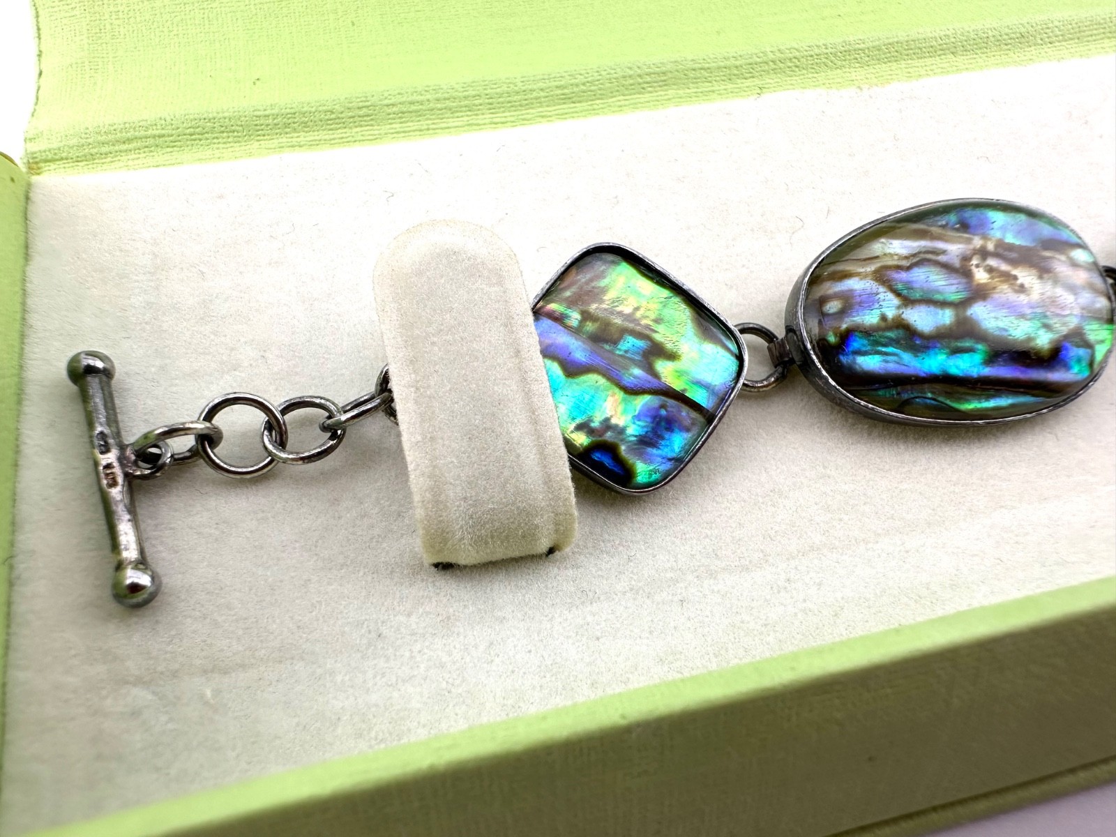 Vintage Coldwater Creek Sterling Silver Abalone Shell Organic Inlay Bracelet