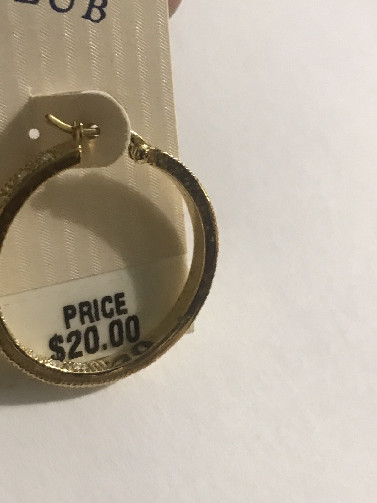 1-1/4” HOOP Earrings NOC Gold & rhinestone pierced Charter Club Retail $20