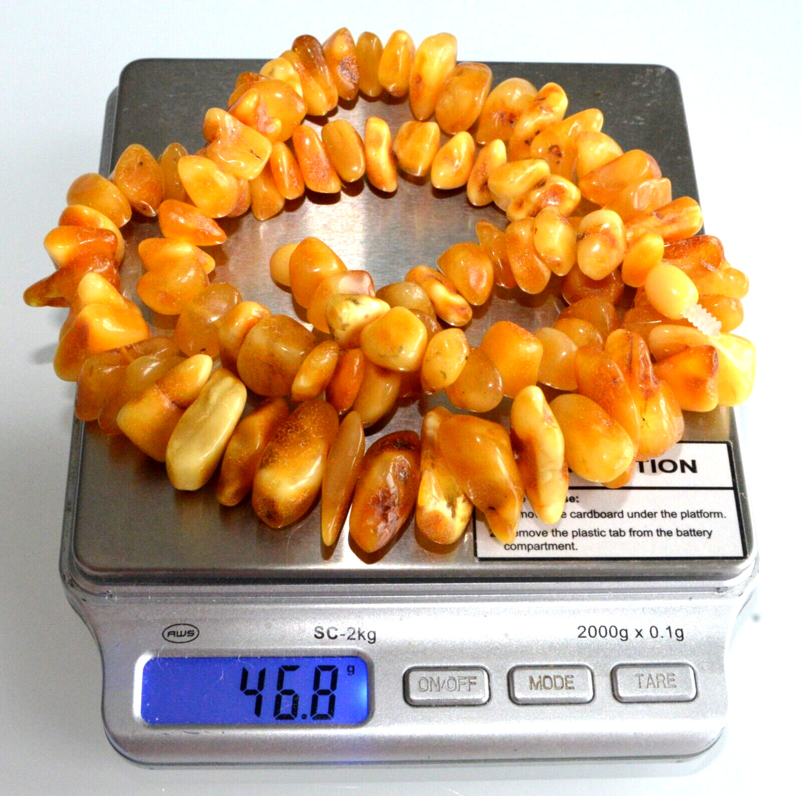 46gr RUSSIAN SOVIET BALTIC AMBER BEAD NECKLACE 琥珀 BRACELET STONE PENDANT EARRING