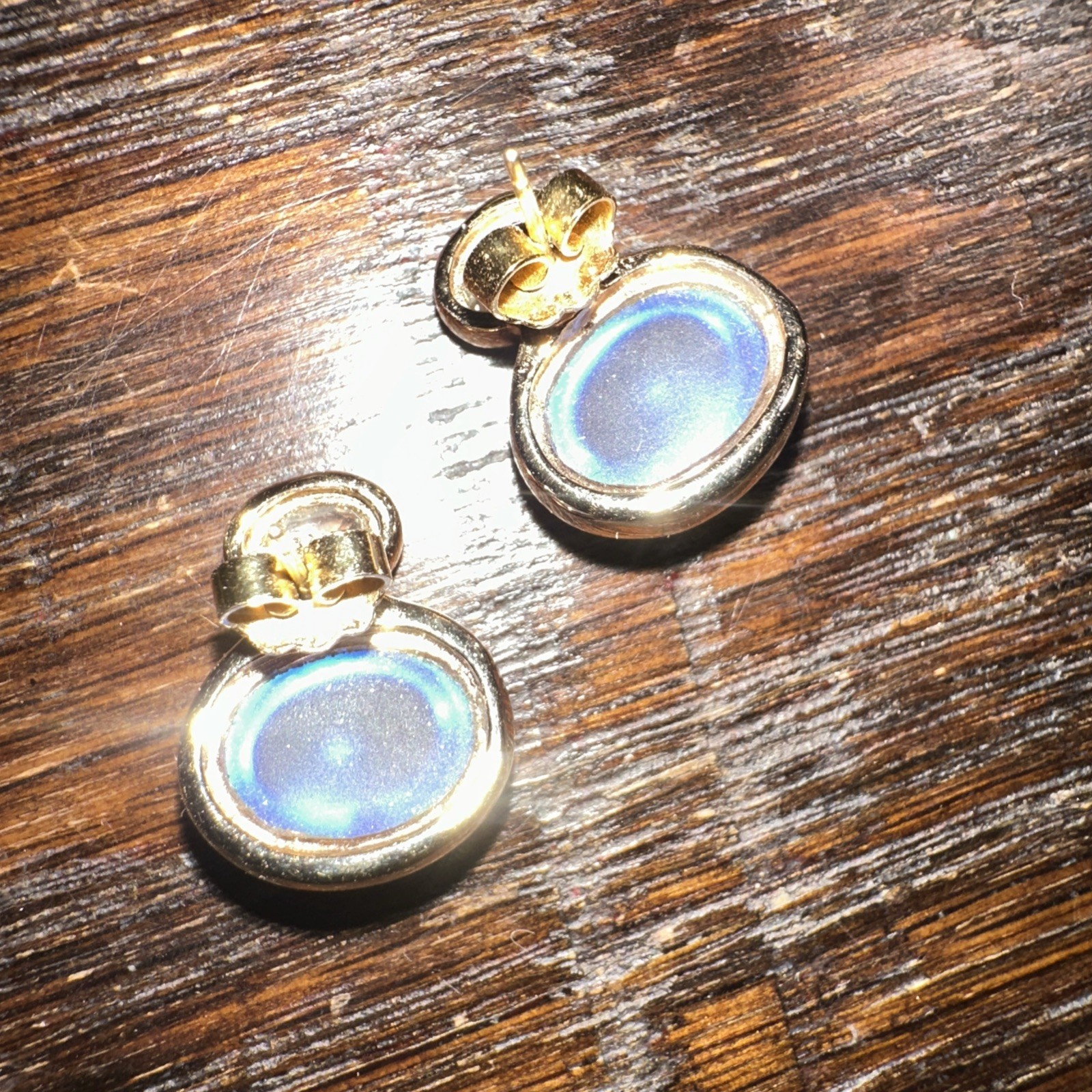 Vintage Swarovski Set Necklace Earrings Gold Tone Blue Clear Crystal DS Co Stamp
