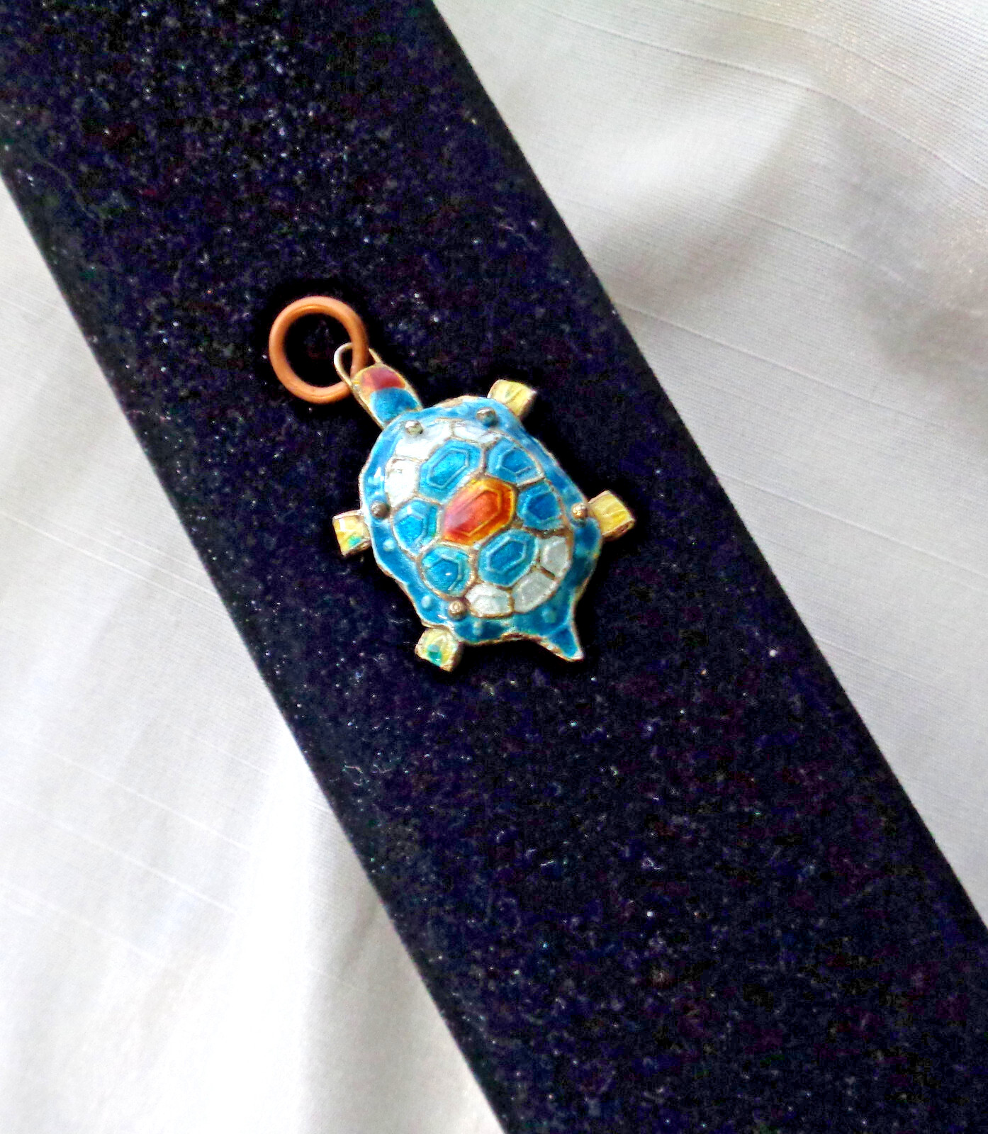 vintage enameled articulated turtle charm, approximately 1 1/2 “